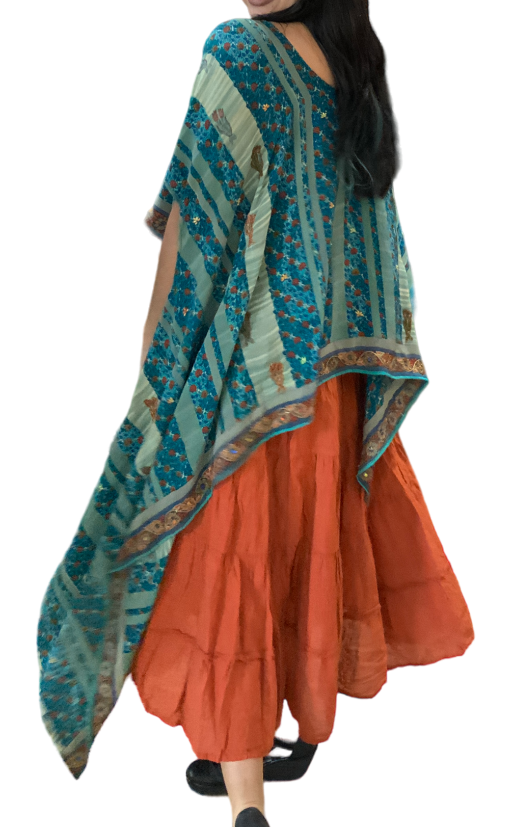 Black Cotton Voile Tiered Skirt by Creative Design – Handmade ethical Pants/Skirt from sariKNOTsari using upcycled silk. Designed in Canada for travel and slow fashion, loved from Toronto to LA to Sydney.