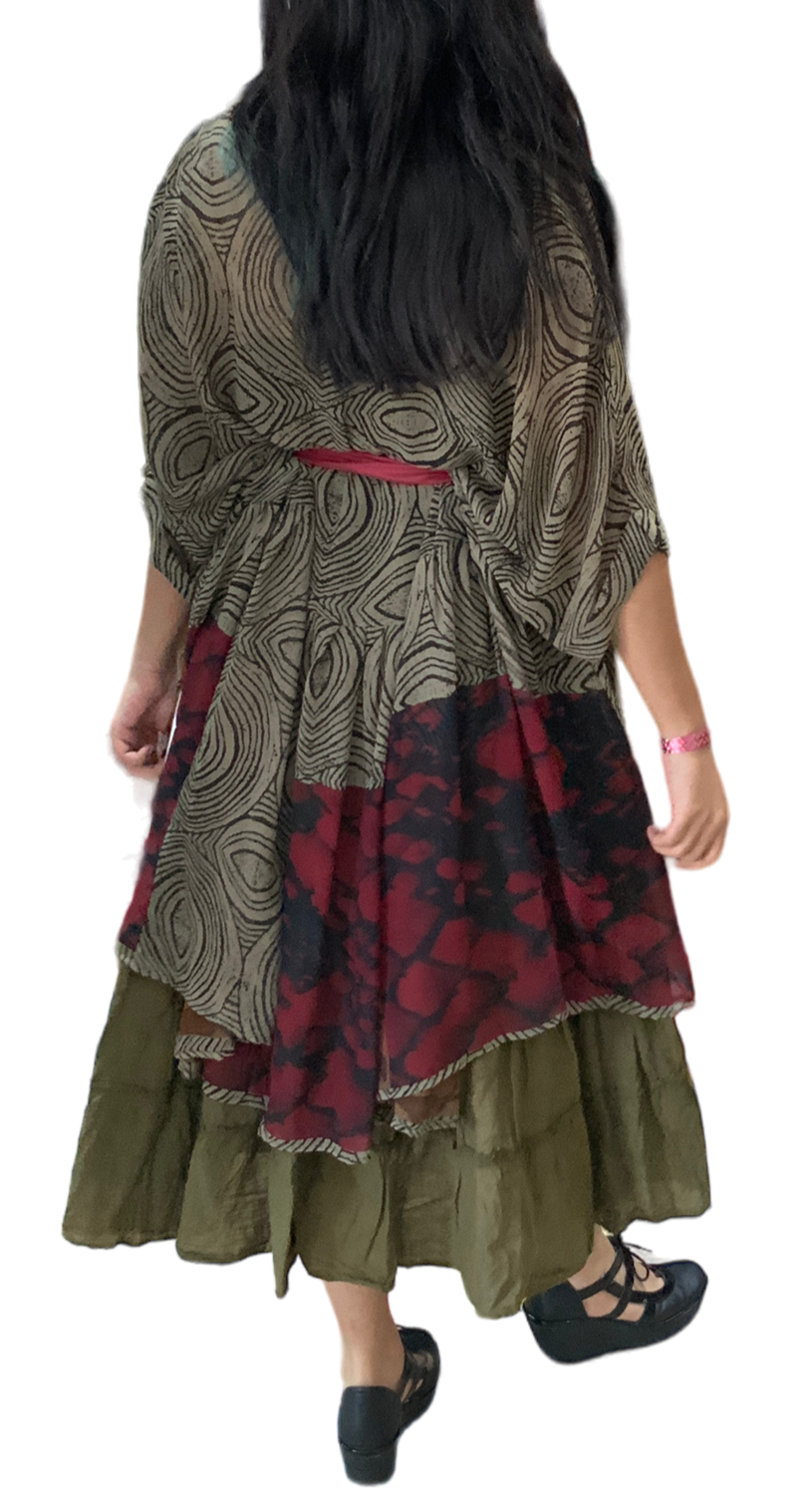 Black Cotton Voile Tiered Skirt by Creative Design – Handmade ethical Pants/Skirt from sariKNOTsari using upcycled silk. Designed in Canada for travel and slow fashion, loved from Toronto to LA to Sydney.