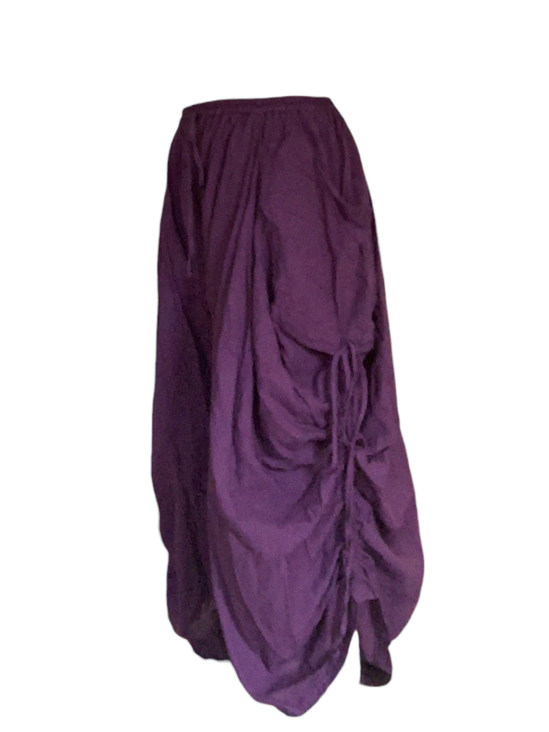 Purple Cotton Voile Tashi Versatile Pants/Skirt by Creative Design – Handmade ethical Pants/Skirt from sariKNOTsari using upcycled silk. Designed in Canada for travel and slow fashion, loved from Toronto to LA to Sydney. Featuring Zsiska, Bryn Walker and Artisan Leather coats by Rejean Pepin, Pepin designs