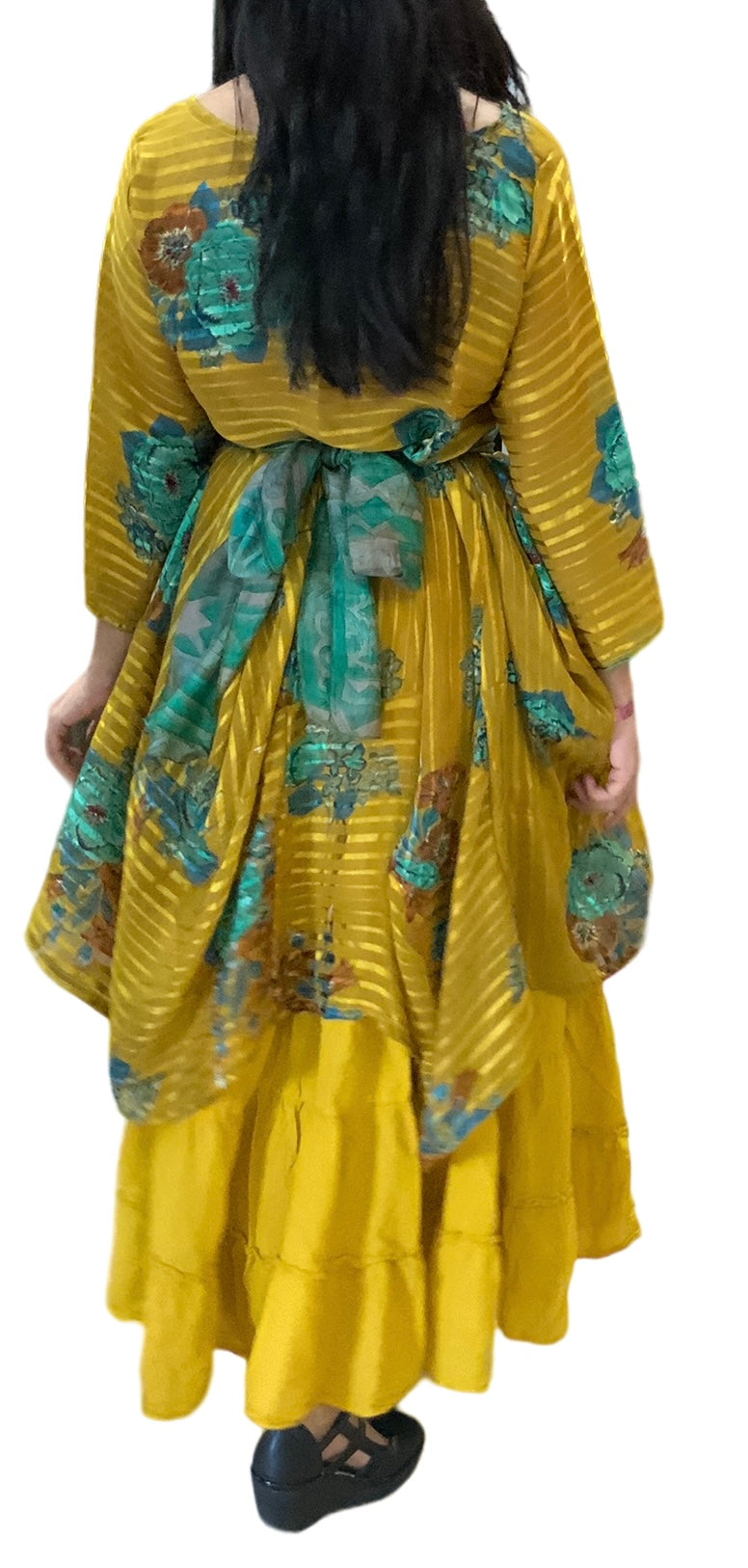 Black Cotton Voile Tiered Skirt by Creative Design – Handmade ethical Pants/Skirt from sariKNOTsari using upcycled silk. Designed in Canada for travel and slow fashion, loved from Toronto to LA to Sydney.