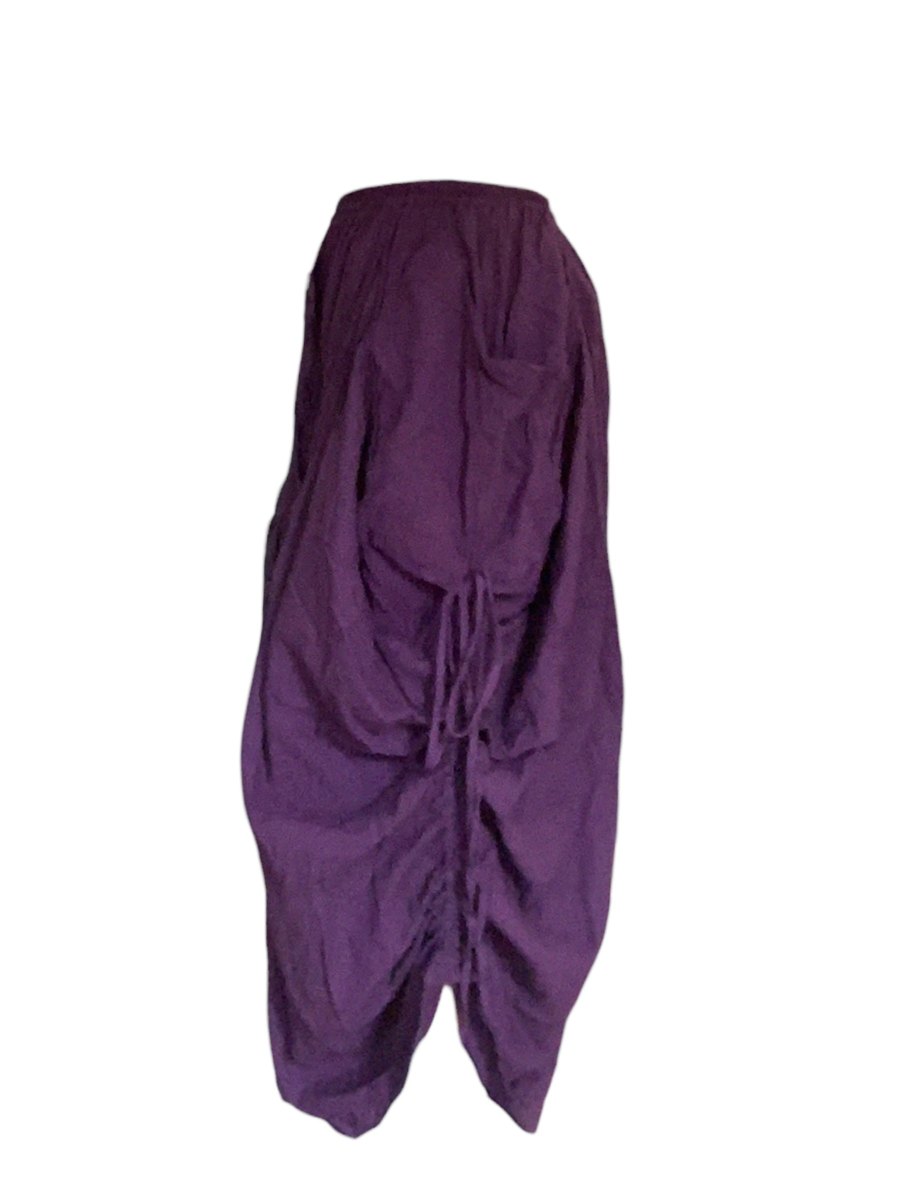 Purple Cotton Voile Tashi Versatile Pants/Skirt by Creative Design – Handmade ethical Pants/Skirt from sariKNOTsari using upcycled silk. Designed in Canada for travel and slow fashion, loved from Toronto to LA to Sydney. Featuring Zsiska, Bryn Walker and Artisan Leather coats by Rejean Pepin, Pepin designs