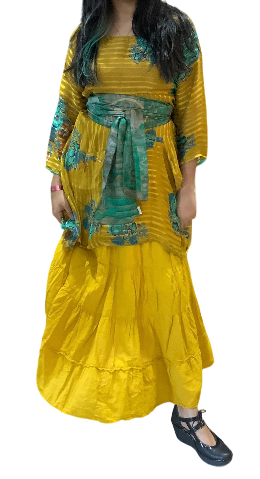 Black Cotton Voile Tiered Skirt by Creative Design – Handmade ethical Pants/Skirt from sariKNOTsari using upcycled silk. Designed in Canada for travel and slow fashion, loved from Toronto to LA to Sydney.