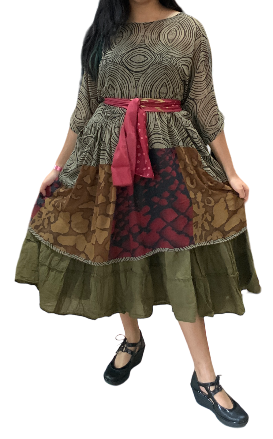 Black Cotton Voile Tiered Skirt by Creative Design – Handmade ethical Pants/Skirt from sariKNOTsari using upcycled silk. Designed in Canada for travel and slow fashion, loved from Toronto to LA to Sydney.