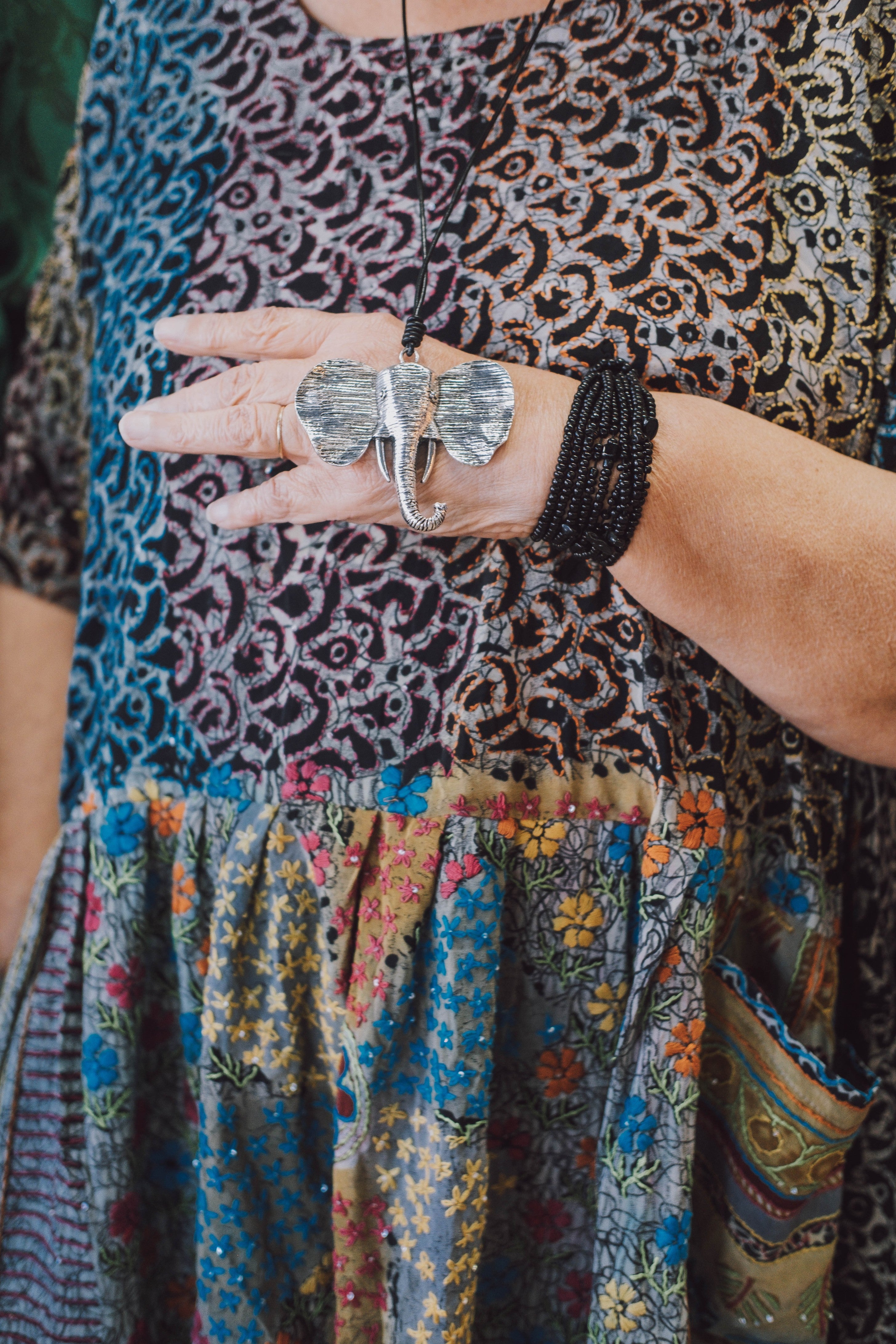 Not-for-Profit Elephant Necklace - sariKNOTsari slow fashion bryn walker sorry not sorry linen Hamilton sustainable fashion gifts sari not sari Hamilton Fair trade Ethical Artisan made Zero waste Up-cycled Slow Fashion Handmade GTA Toronto Copper Pure Upcycled vintage silk handmade recycled recycle copper pure silk travel clothing hamilton vacation cruisewear resortwear bathing suit bathingsuit vacation etsy silk clothing gifts gift dress top pants linen bryn walker alive intentions kaarigar elephants