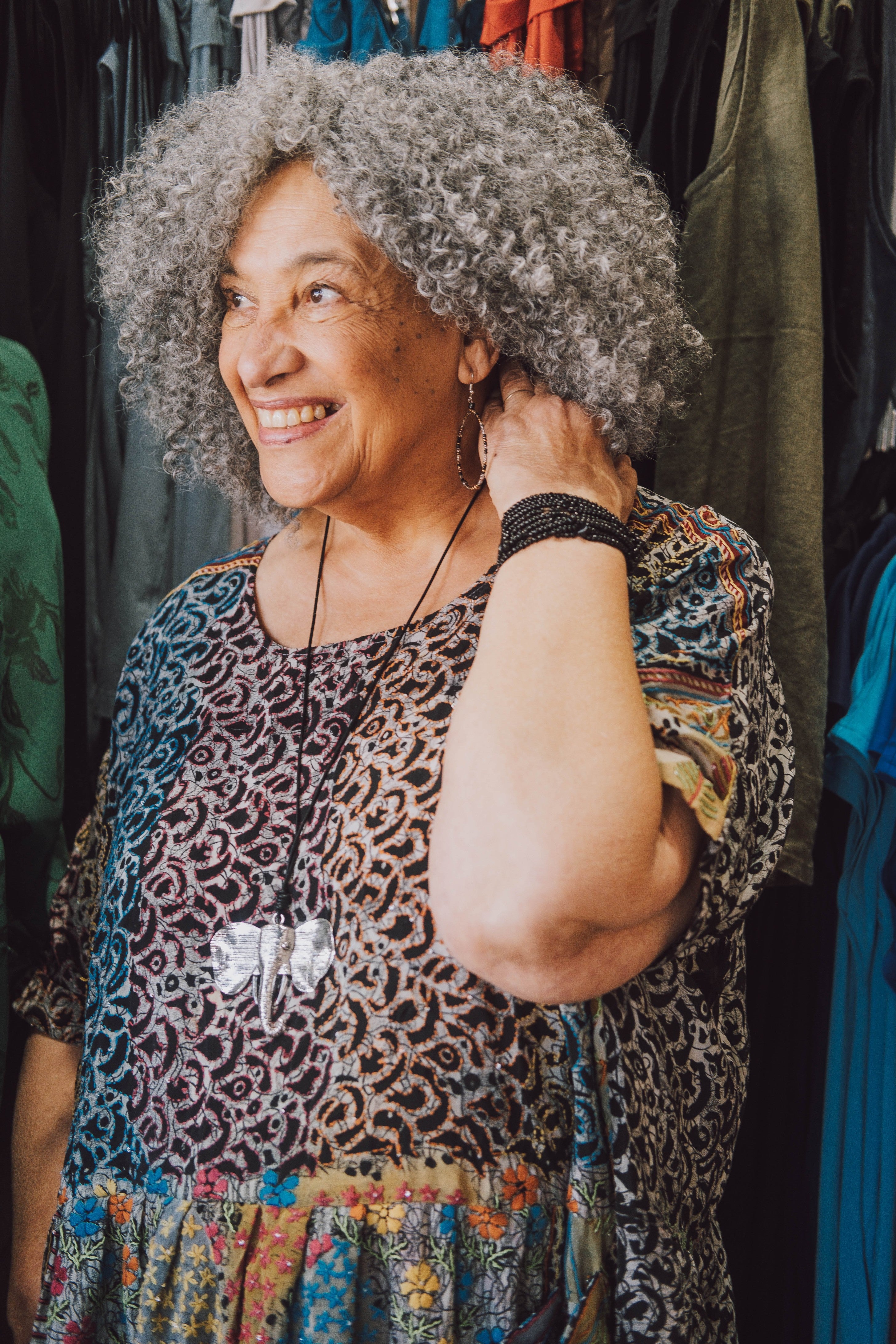 Not-for-Profit Elephant Necklace - sariKNOTsari slow fashion bryn walker sorry not sorry linen Hamilton sustainable fashion gifts sari not sari Hamilton Fair trade Ethical Artisan made Zero waste Up-cycled Slow Fashion Handmade GTA Toronto Copper Pure Upcycled vintage silk handmade recycled recycle copper pure silk travel clothing hamilton vacation cruisewear resortwear bathing suit bathingsuit vacation etsy silk clothing gifts gift dress top pants linen bryn walker alive intentions kaarigar elephants