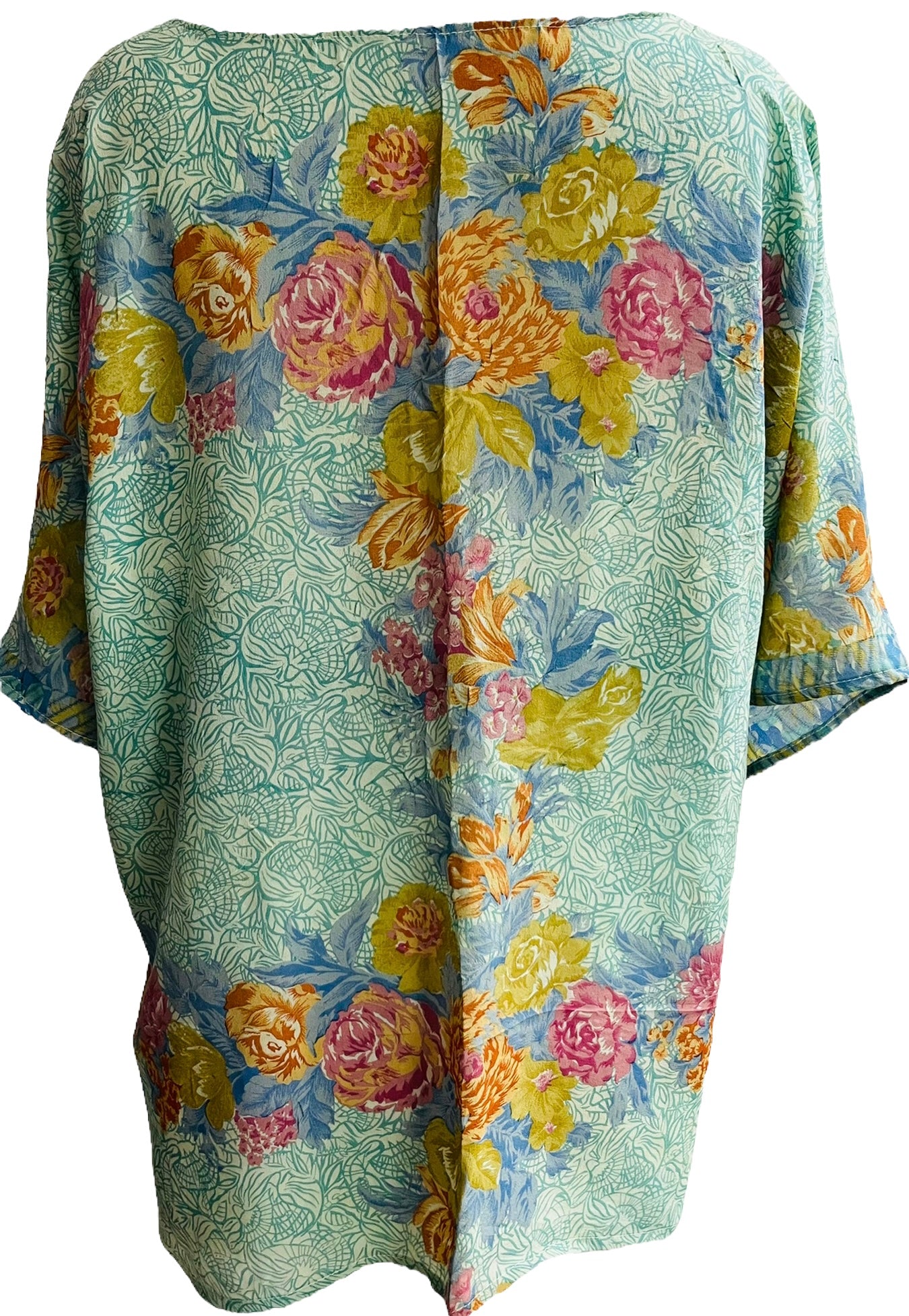 Fox Sheer Avatar Pure Silk Kimono-Sleevedd Jacket with Belt