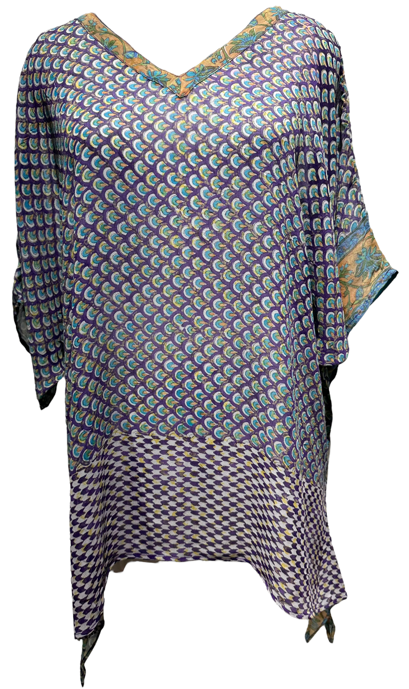 Betty Parsons Sheer Avatar Pure Silk Long Tunic with Side Ties