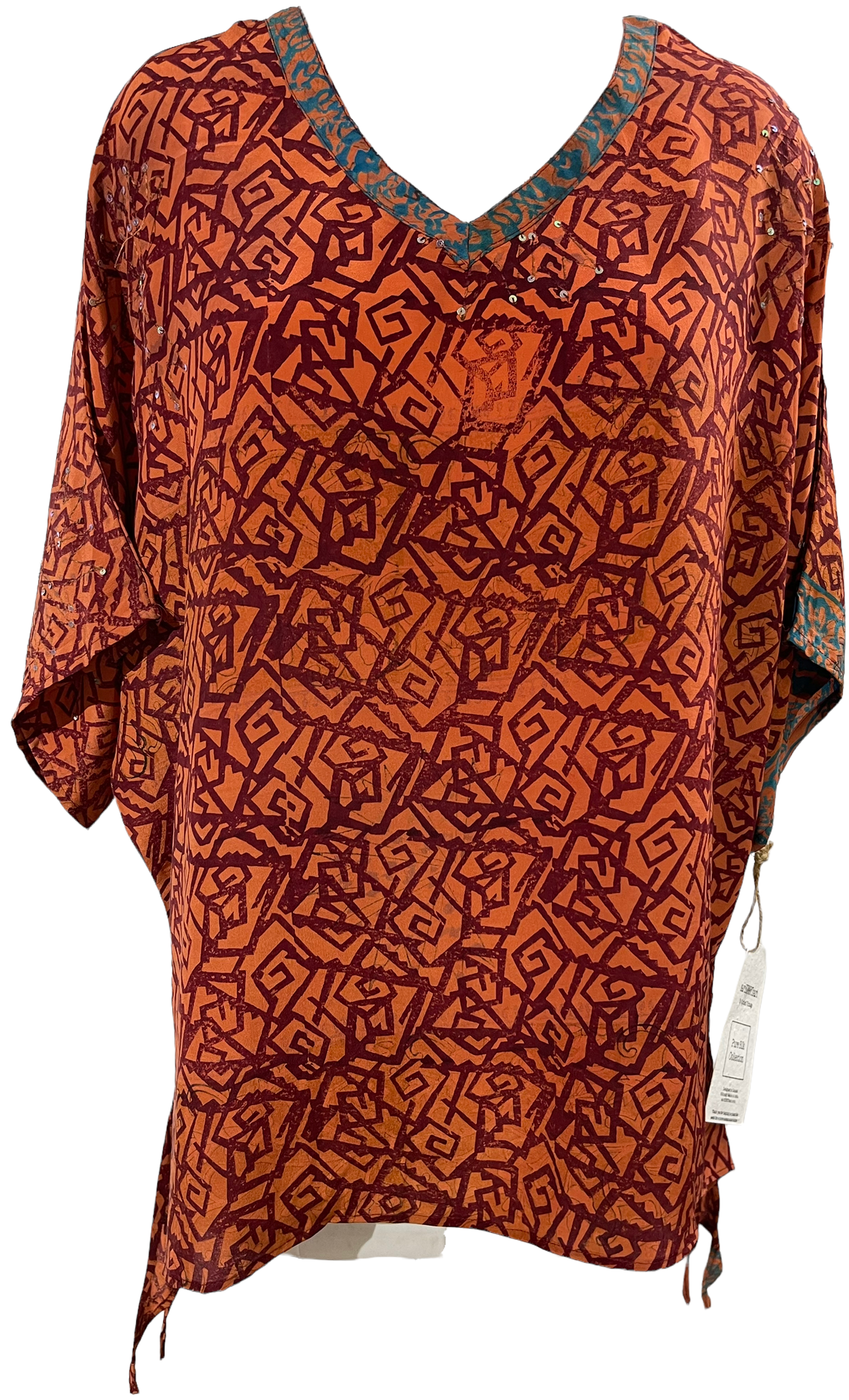PRC1585 Andreas Avatar Pure Silk Long Tunic with Side Ties