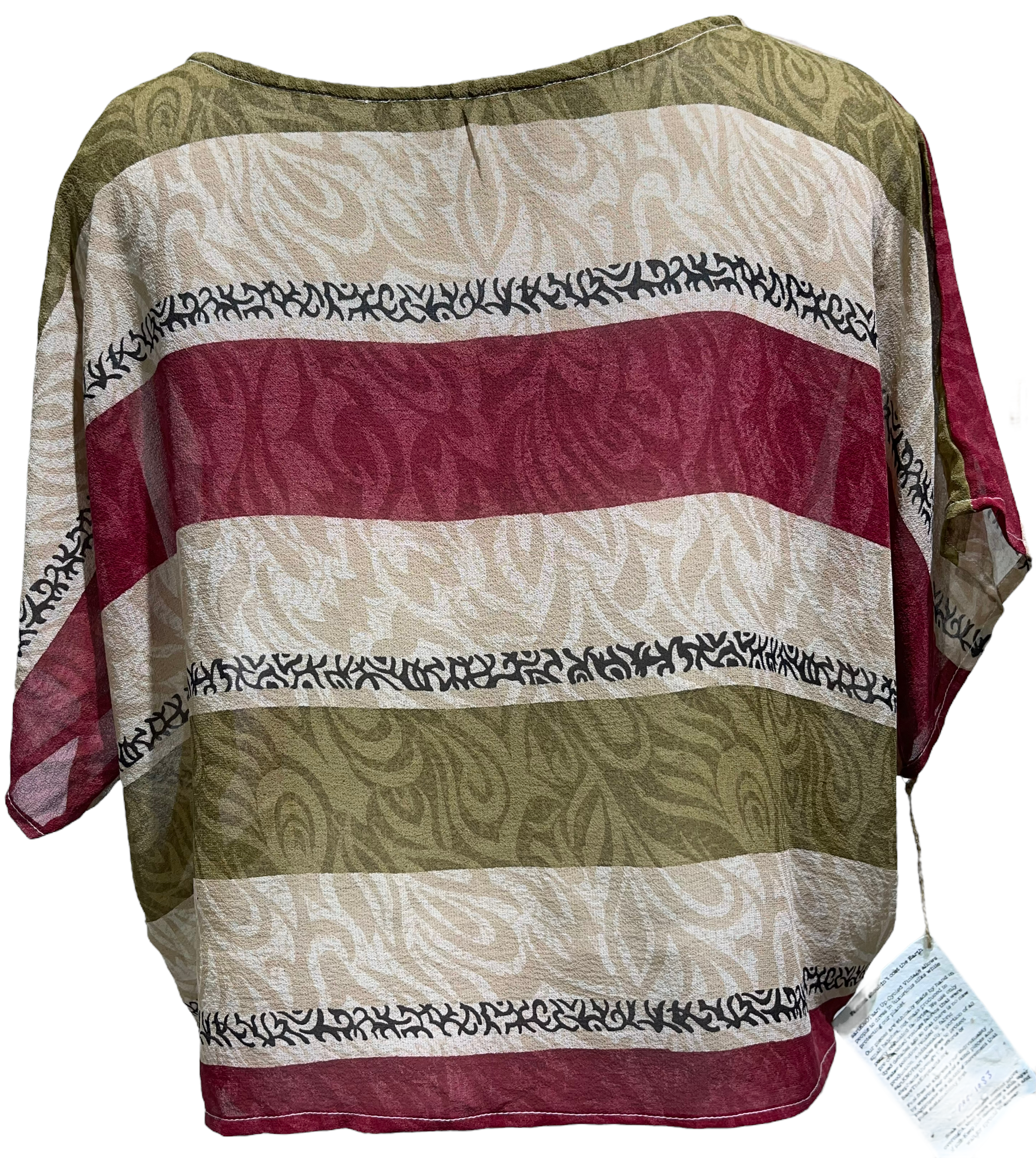 PRG1083 Sheer Pure Silk Boxy Top - sariKNOTsari slow fashion bryn walker sorry not sorry linen Hamilton sustainable fashion gifts sari not sari Hamilton Fair trade Ethical Artisan made Zero waste Up-cycled Slow Fashion Handmade GTA Toronto Copper Pure Upcycled vintage silk handmade recycled recycle copper pure silk travel clothing hamilton vacation cruisewear resortwear bathing suit bathingsuit vacation etsy silk clothing gifts gift dress top pants linen bryn walker alive intentions kaarigar elephants