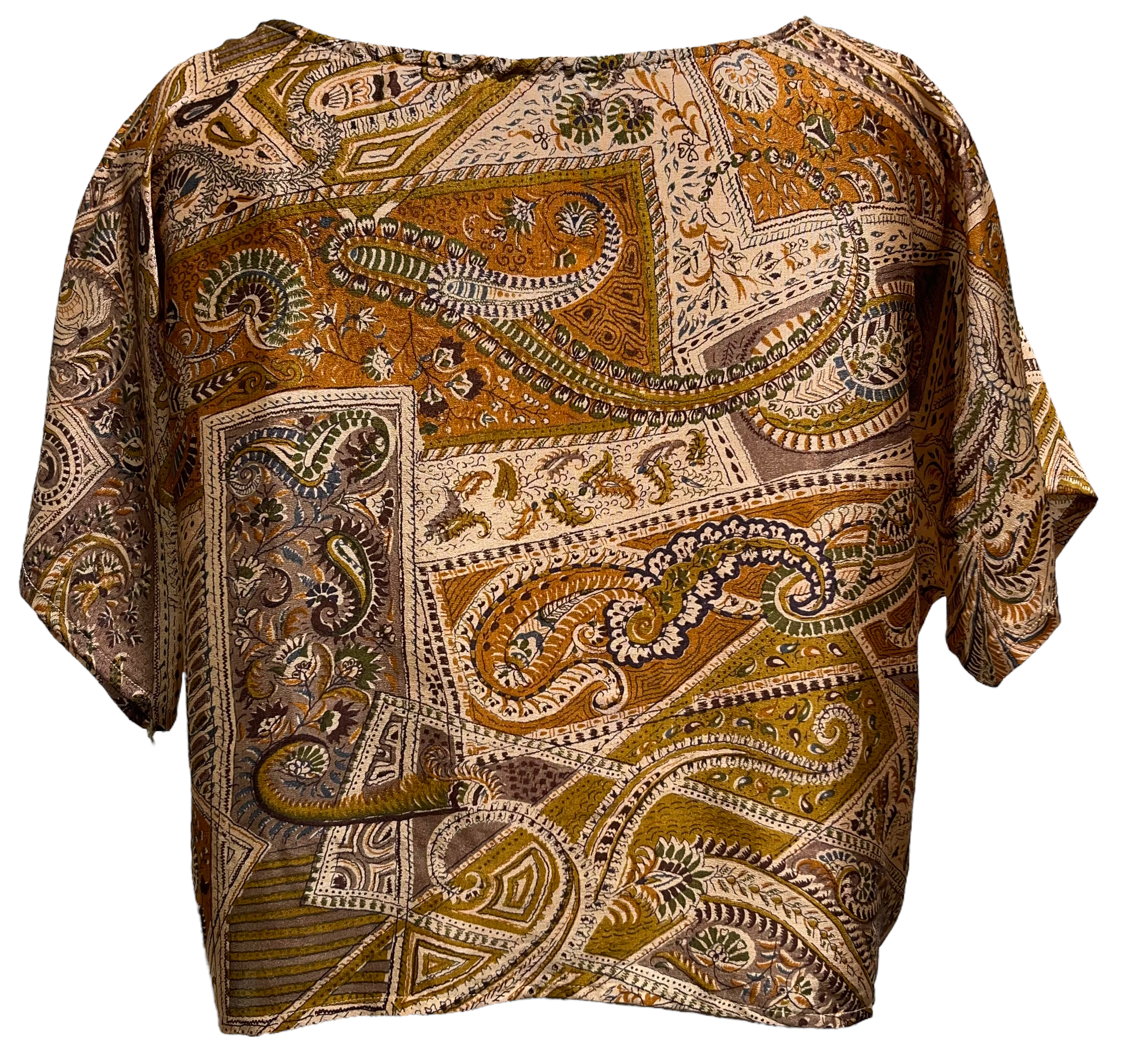 PRC1926 Pure Silk Boxy Top - sariKNOTsari slow fashion bryn walker sorry not sorry linen Hamilton sustainable fashion gifts sari not sari Hamilton Fair trade Ethical Artisan made Zero waste Up-cycled Slow Fashion Handmade GTA Toronto Copper Pure Upcycled vintage silk handmade recycled recycle copper pure silk travel clothing hamilton vacation cruisewear resortwear bathing suit bathingsuit vacation etsy silk clothing gifts gift dress top pants linen bryn walker alive intentions kaarigar elephants