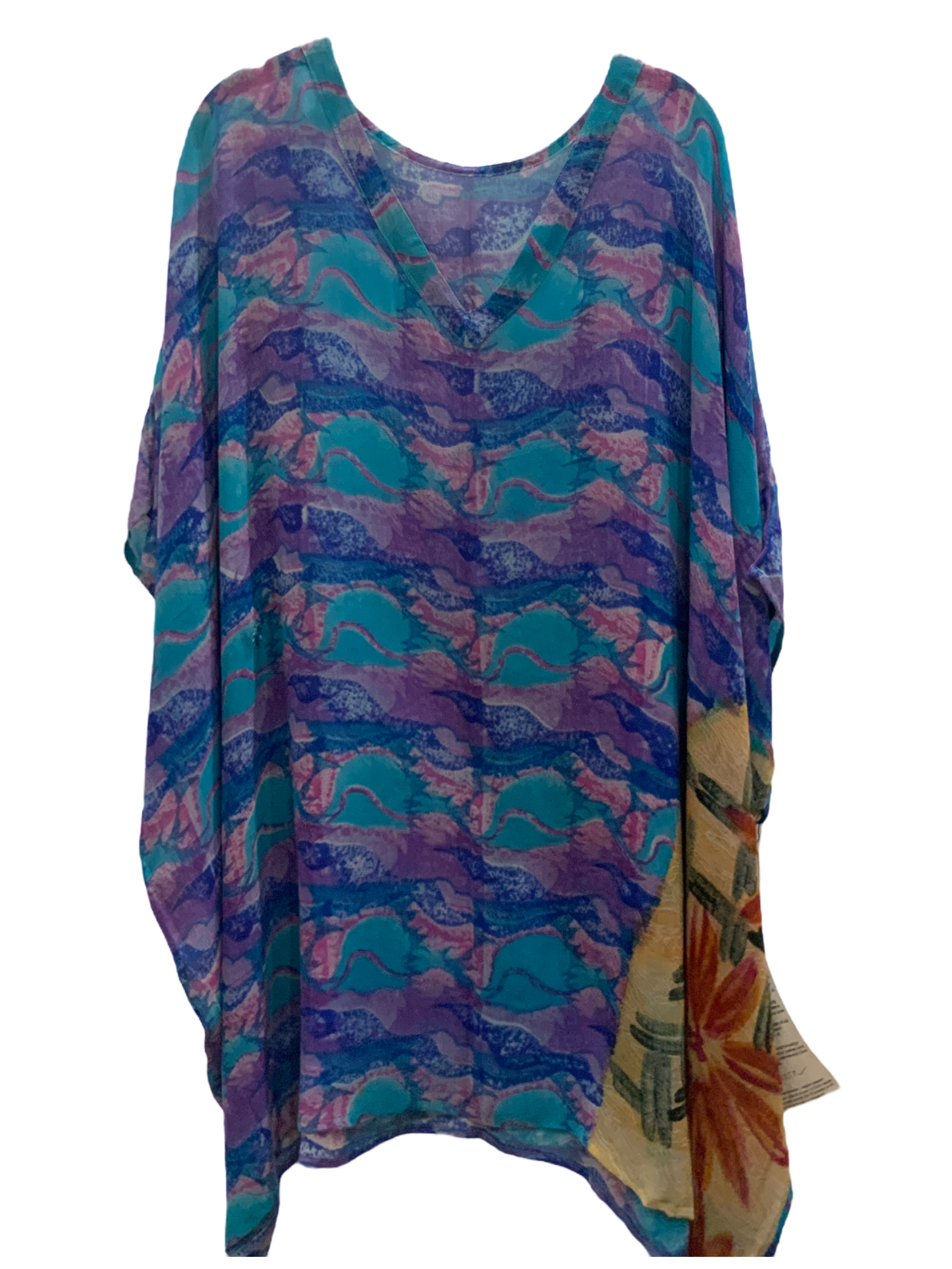 Amrita Sher-Gil Sheer Avatar Pure Silk Short Kaftan Tunic