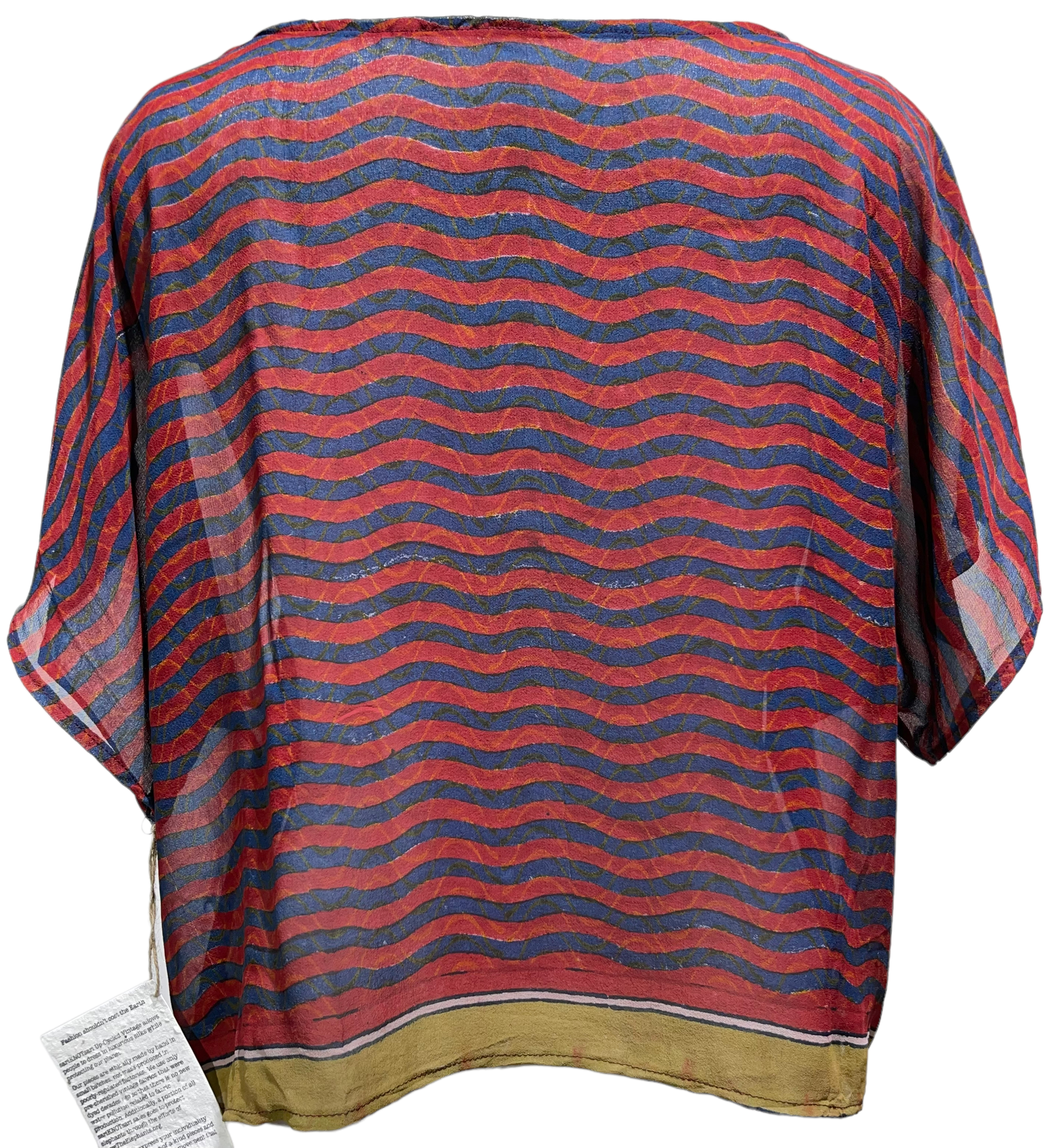 PRG1776 Sheer Pure Silk Boxy Top - sariKNOTsari slow fashion bryn walker sorry not sorry linen Hamilton sustainable fashion gifts sari not sari Hamilton Fair trade Ethical Artisan made Zero waste Up-cycled Slow Fashion Handmade GTA Toronto Copper Pure Upcycled vintage silk handmade recycled recycle copper pure silk travel clothing hamilton vacation cruisewear resortwear bathing suit bathingsuit vacation etsy silk clothing gifts gift dress top pants linen bryn walker alive intentions kaarigar elephants