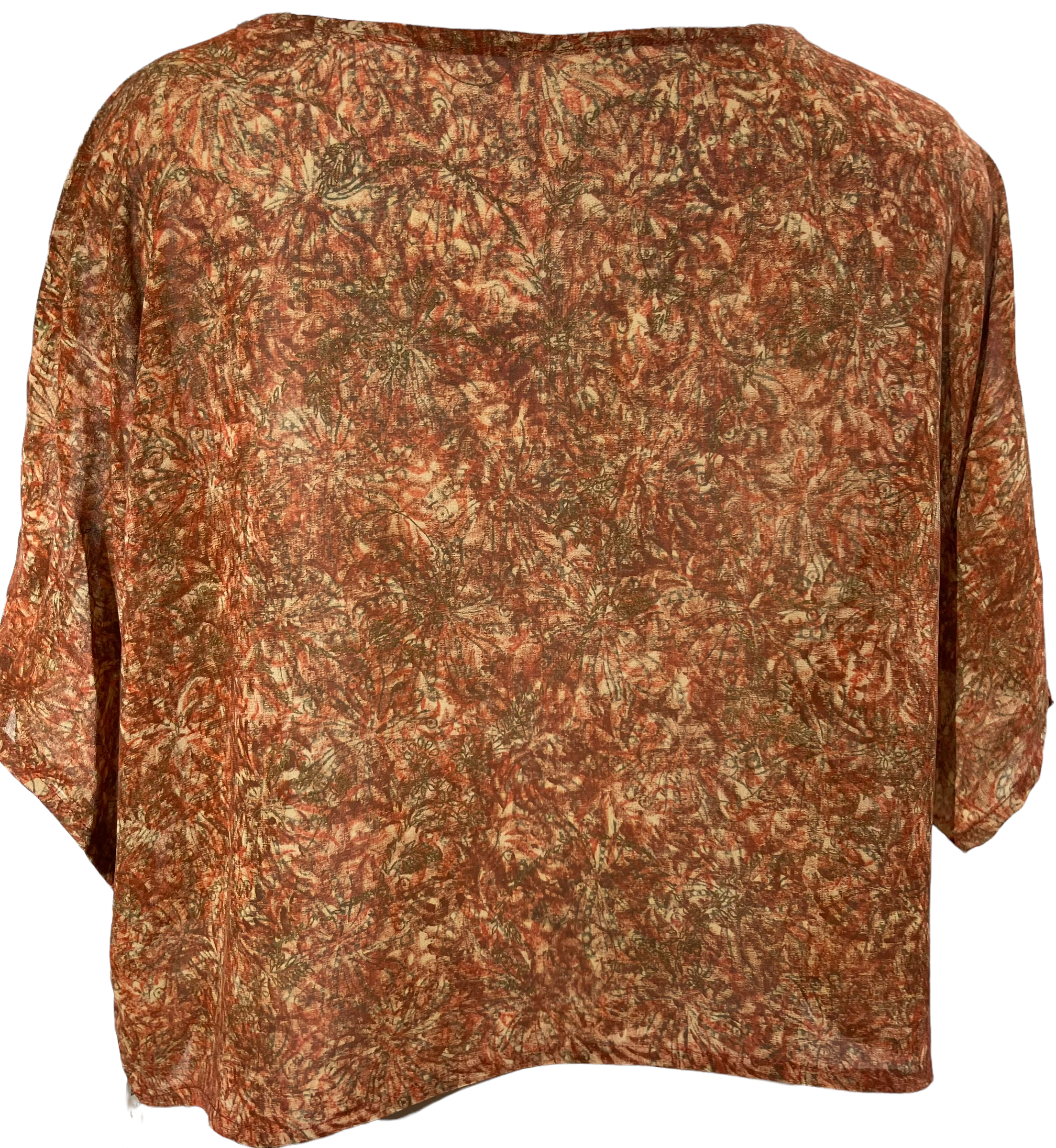 PRG966 Wasser Sheer Pure Silk Boxy Top - sariKNOTsari slow fashion bryn walker linen Hamilton sustainable fashion gifts sari not sari Hamilton Fair trade Ethical Artisan made Zero waste Up-cycled Slow Fashion Handmade GTA Toronto Copper Pure Upcycled vintage silk handmade recycled recycle copper pure silk travel clothing hamilton vacation cruisewear resortwear bathing suit bathingsuit vacation etsy silk clothing gifts gift dress top pants linen bryn walker alive intentions kaarigar elephants