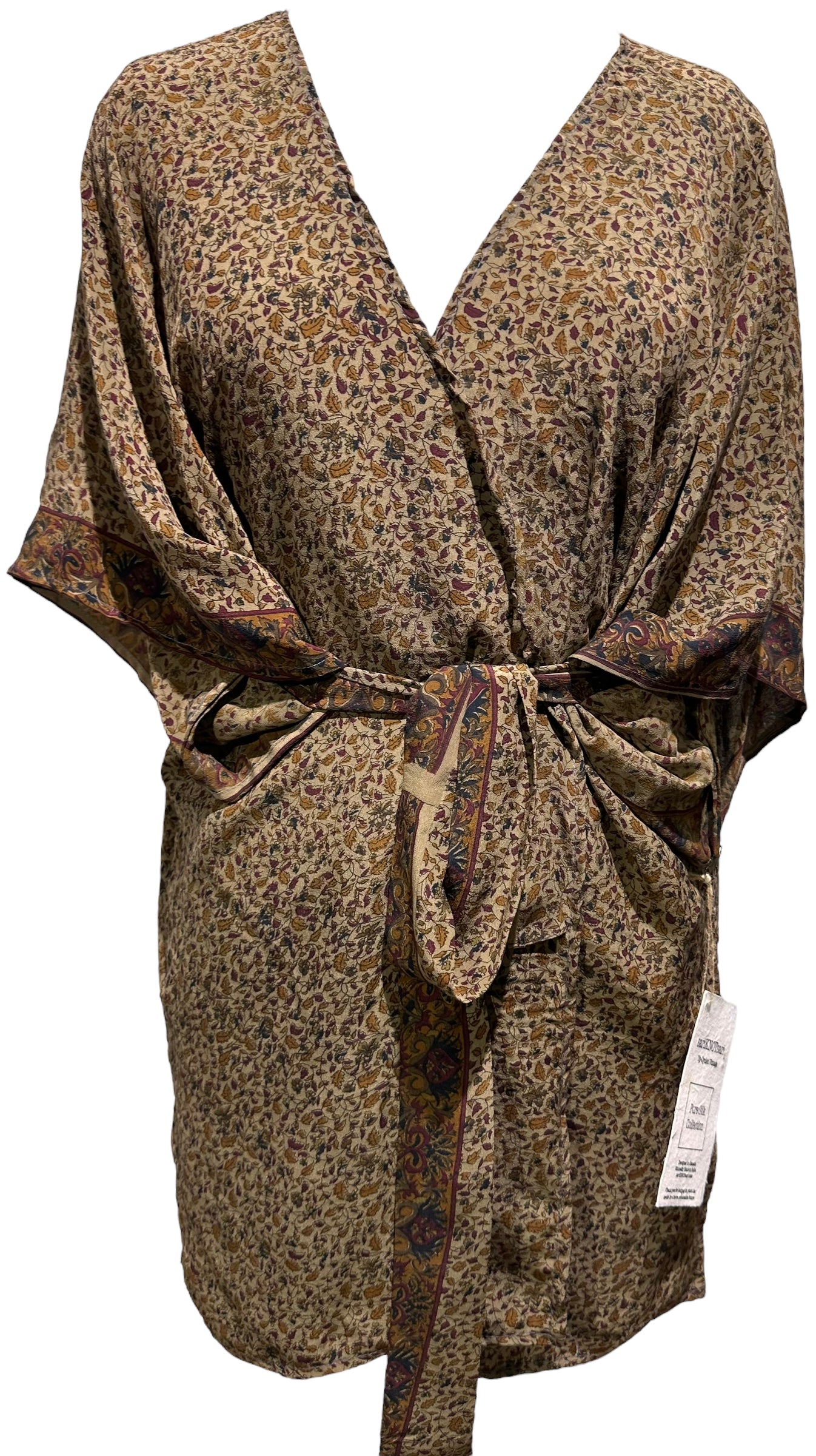 PRC3131 Linda Sikora Avatar Pure Silk Kimono-Sleeved Jacket with Belt