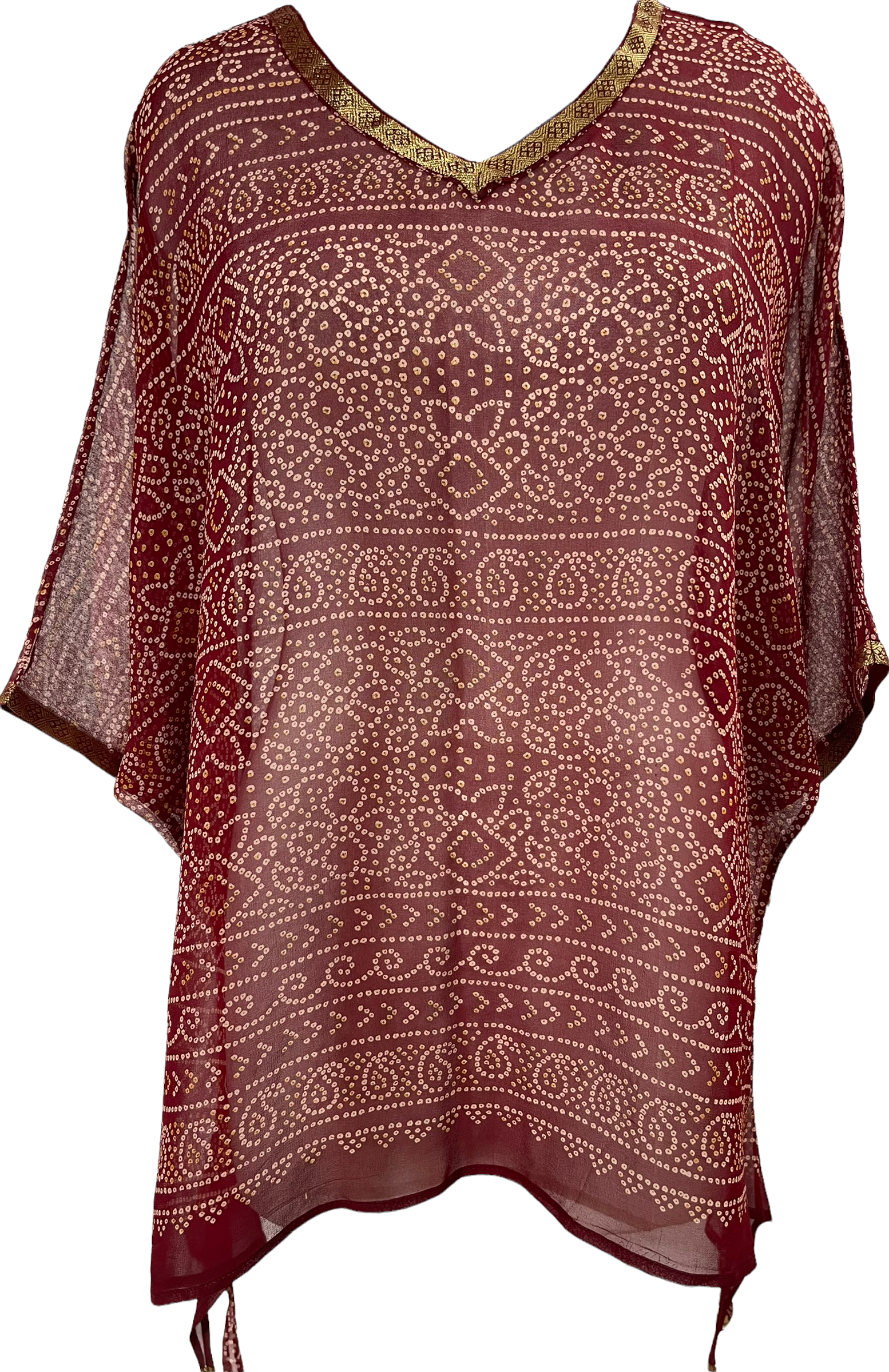 PRG1217 Polixines Sheer Avatar Pure Silk Long Tunic with Side Ties