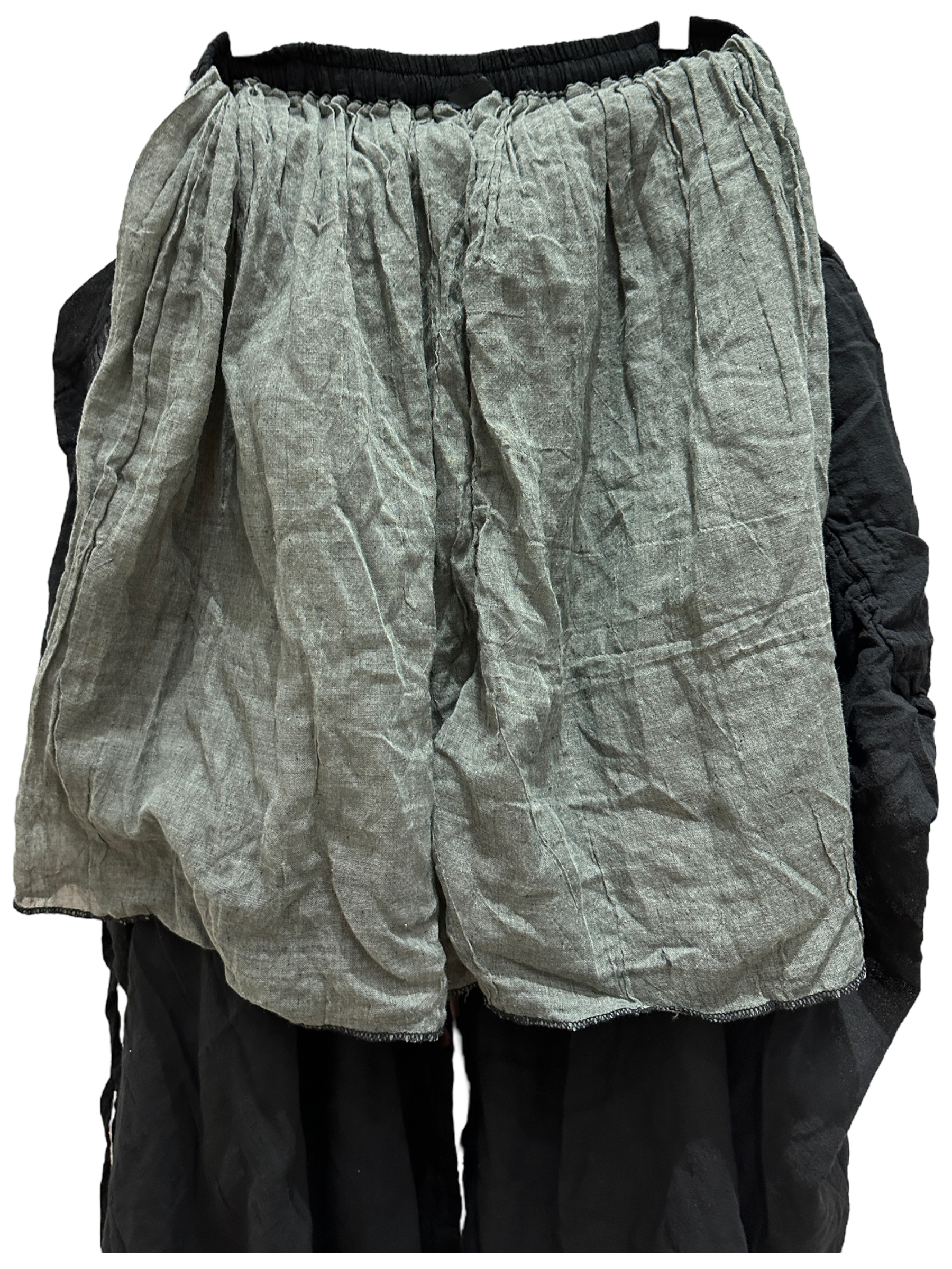 Black Cotton Voile Tashi Versatile Pants/Skirt by Creative Design – Handmade ethical Pants/Skirt from sariKNOTsari using upcycled silk. Designed in Canada for travel and slow fashion, loved from Toronto to LA to Sydney. Featuring Zsiska, Bryn Walker and Artisan Leather coats by Rejean Pepin, Pepin designs
