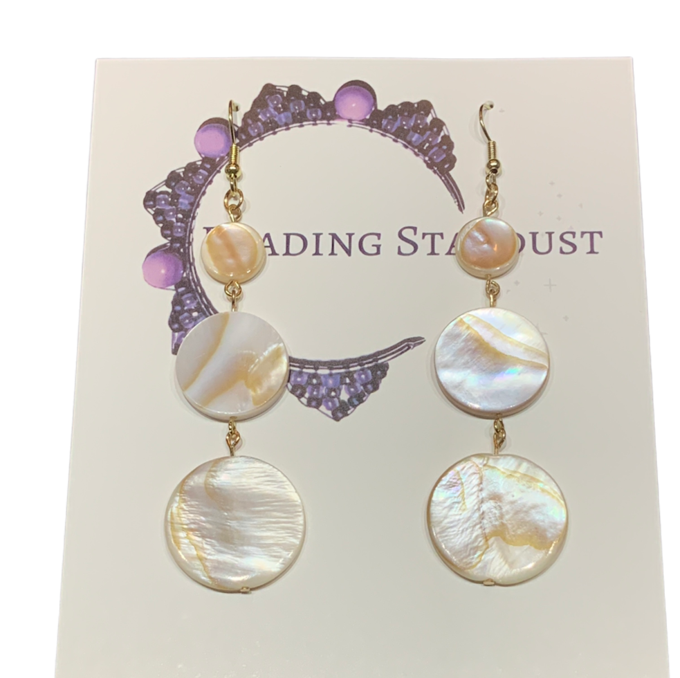 Shell Chandelier 3 Tier Earrings - Goldtone