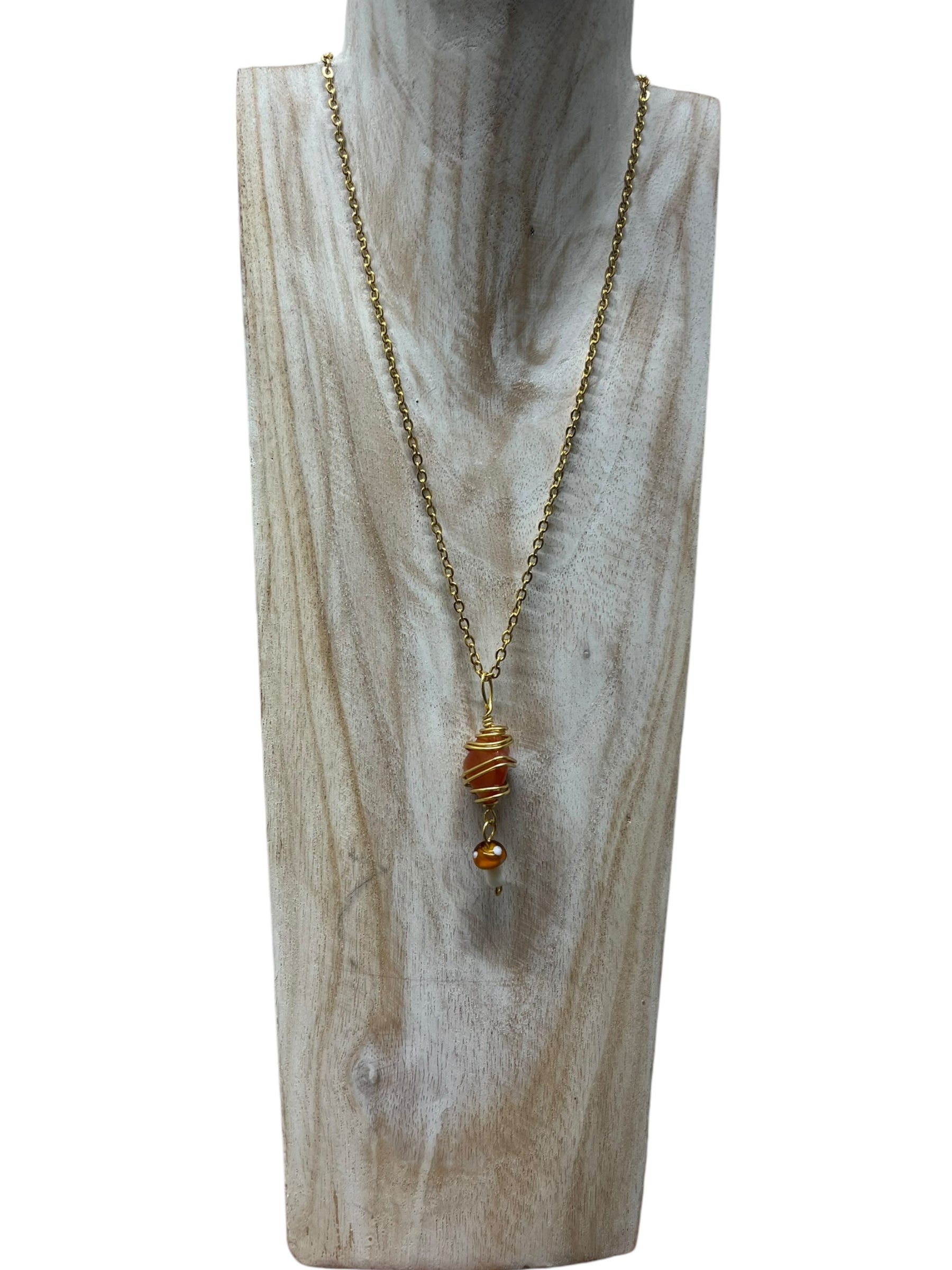 Carnelian Shroom Crystal Necklace - gold