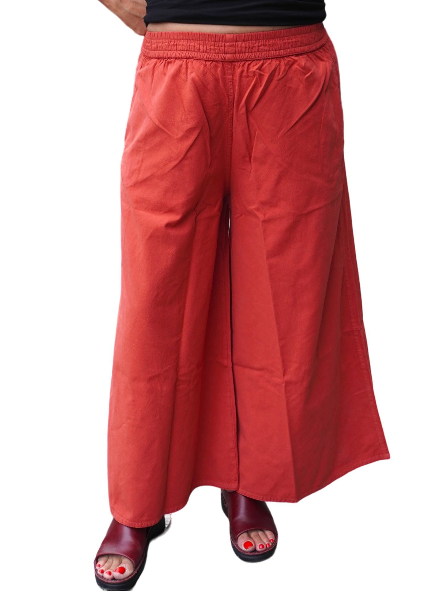 Coral Cotton Palazzo Pants by Creative Design – Handmade ethical Pants/Skirt from sariKNOTsari using upcycled silk. Designed in Canada for travel and slow fashion, loved from Toronto to LA to Sydney. Featuring Zsiska, Bryn Walker and Artisan Leather coats by Rejean Pepin, Pepin designs