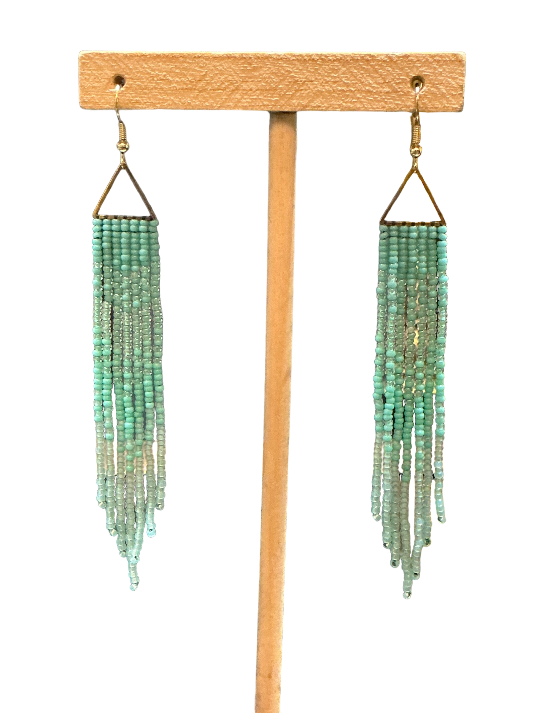 Seafoam Mini Triangle Fringe Earrings