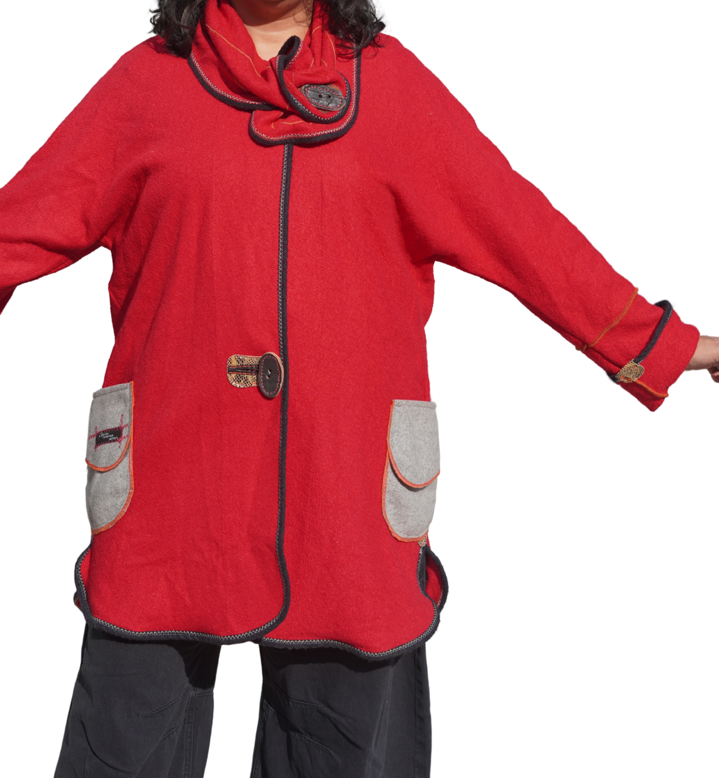 Rich Red Boiled Wool Coat by Pepin Designs #20