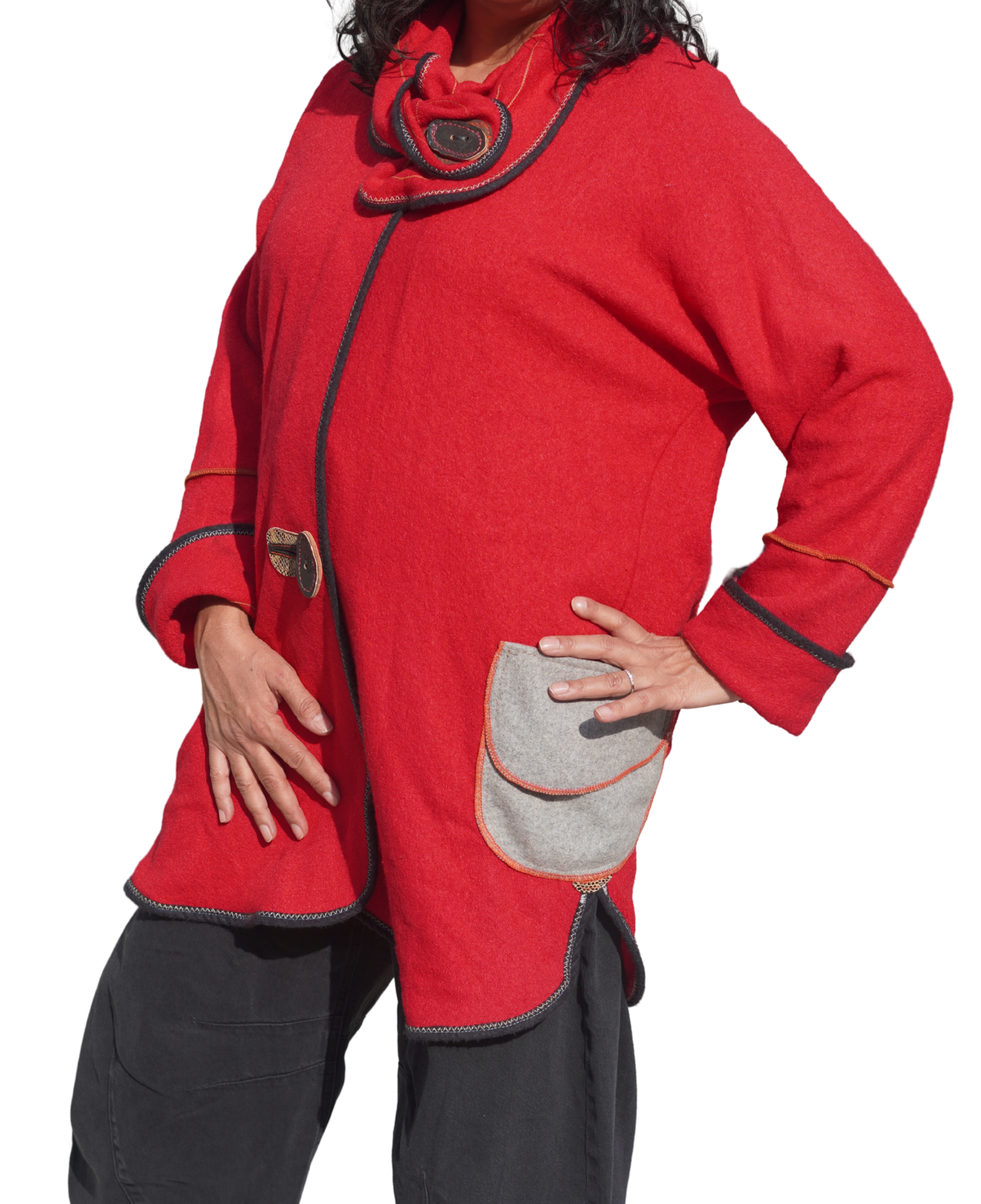 Rich Red Boiled Wool Coat by Pepin Designs #20