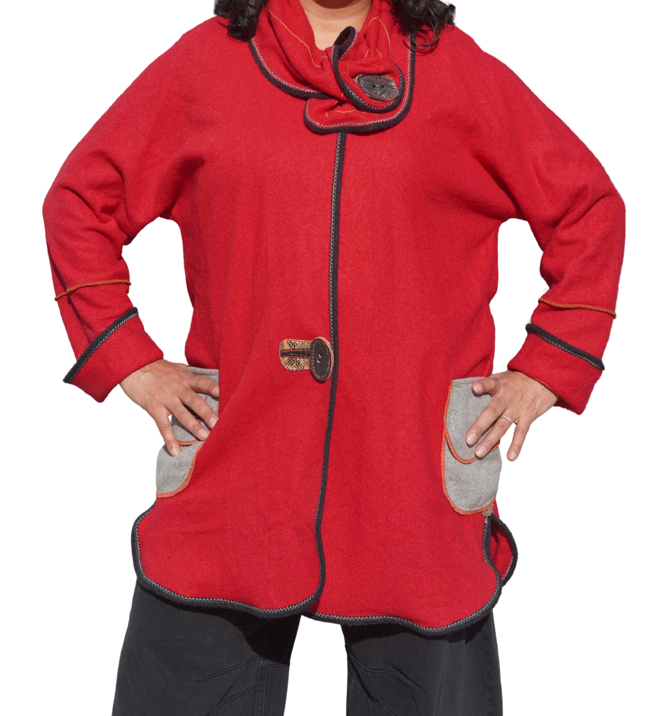 Rich Red Boiled Wool Coat by Pepin Designs #20