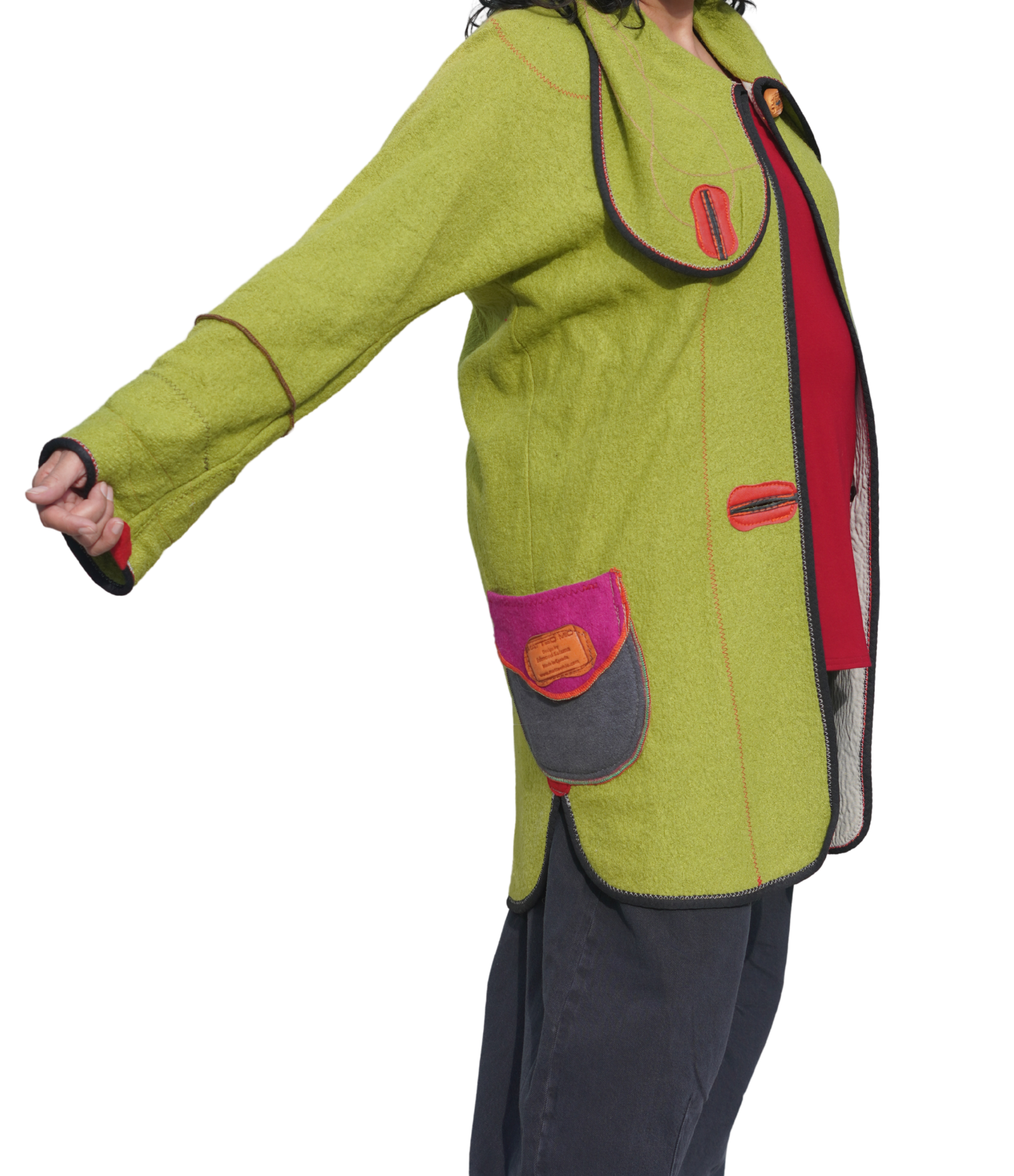 Multi-Colour Boiled Wool Coat with Performance Trim by Pepin Designs #21