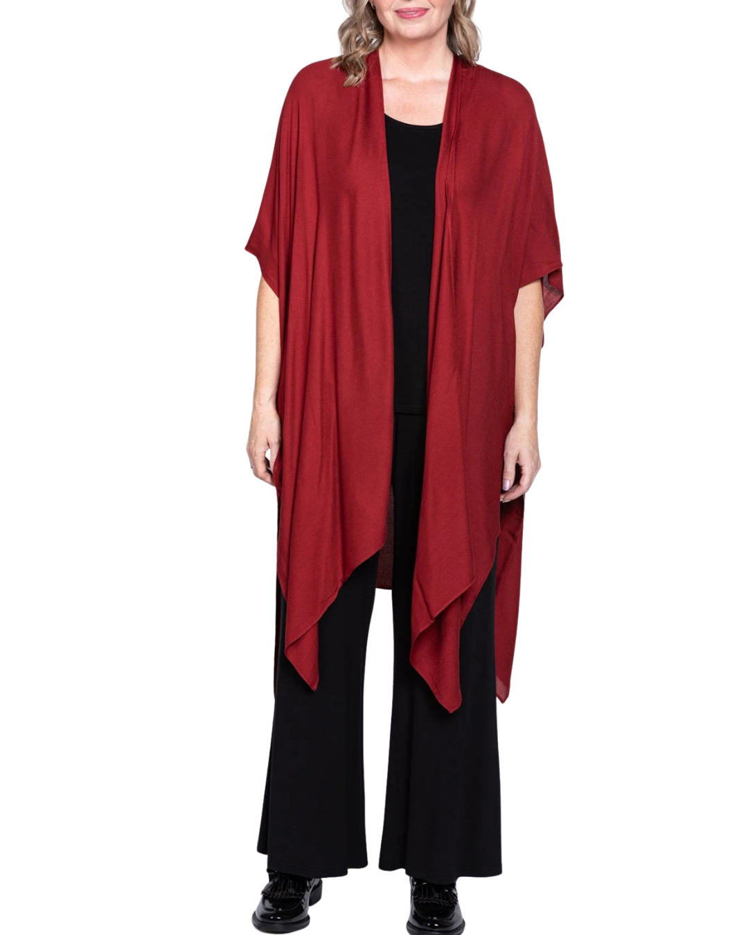 Deep Burgundy Lightweight Open Darcy Cardigan