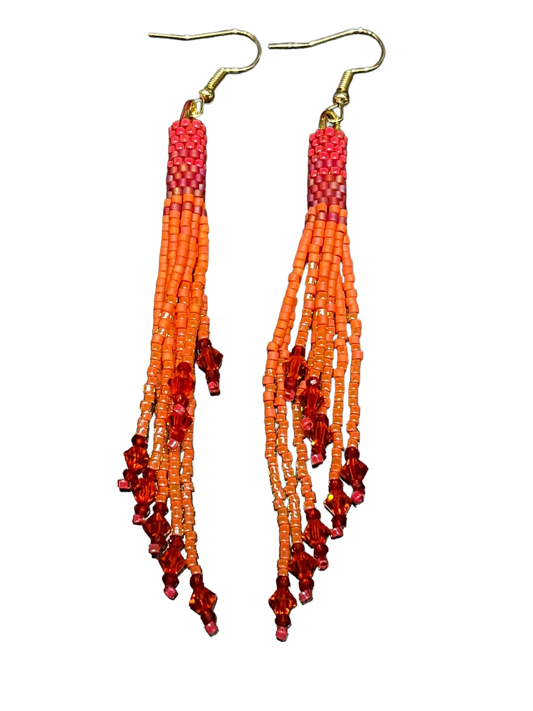 Papaya Mini Beaded Tassel Earrings