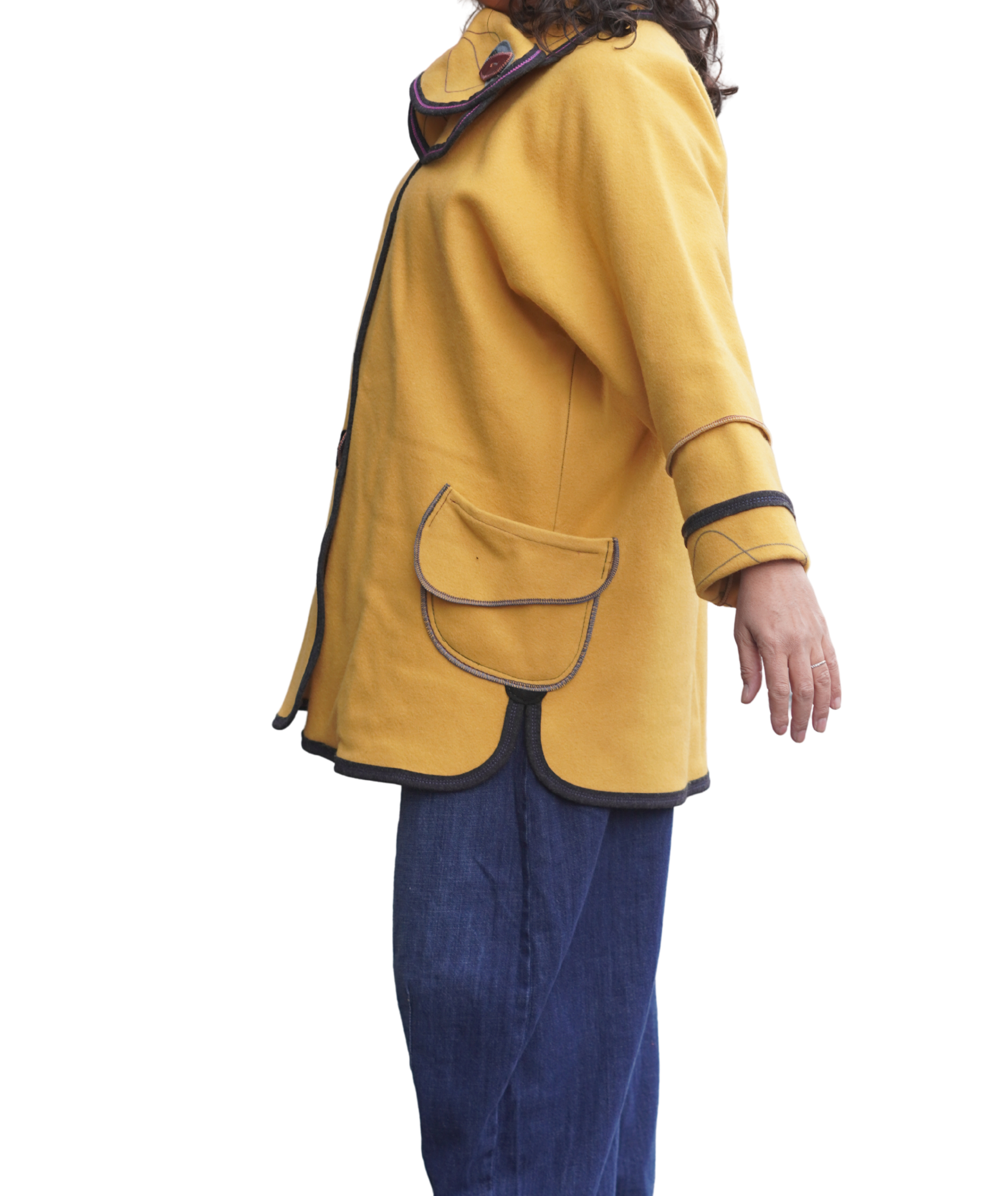 Yellow Boiled Wool Lightweight Jacket by Pepin Designs