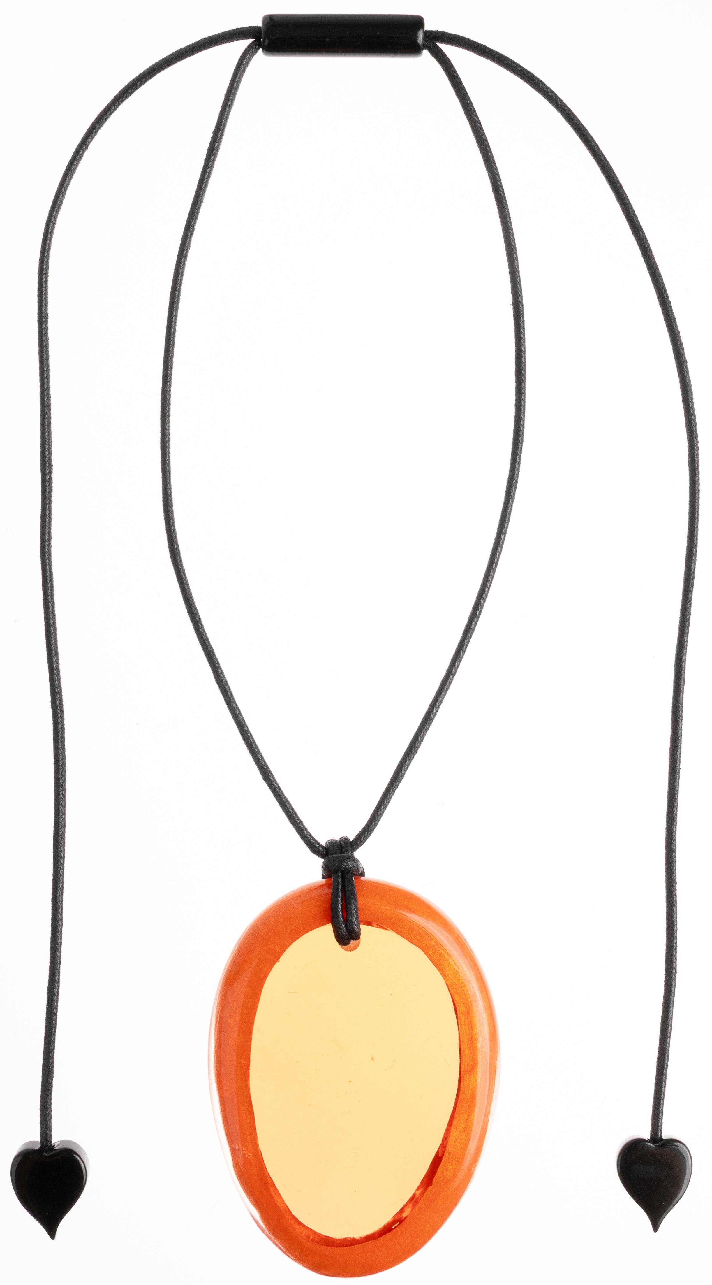 Orange Flow 1 Bead Pendant with Adjustable Cord Necklace