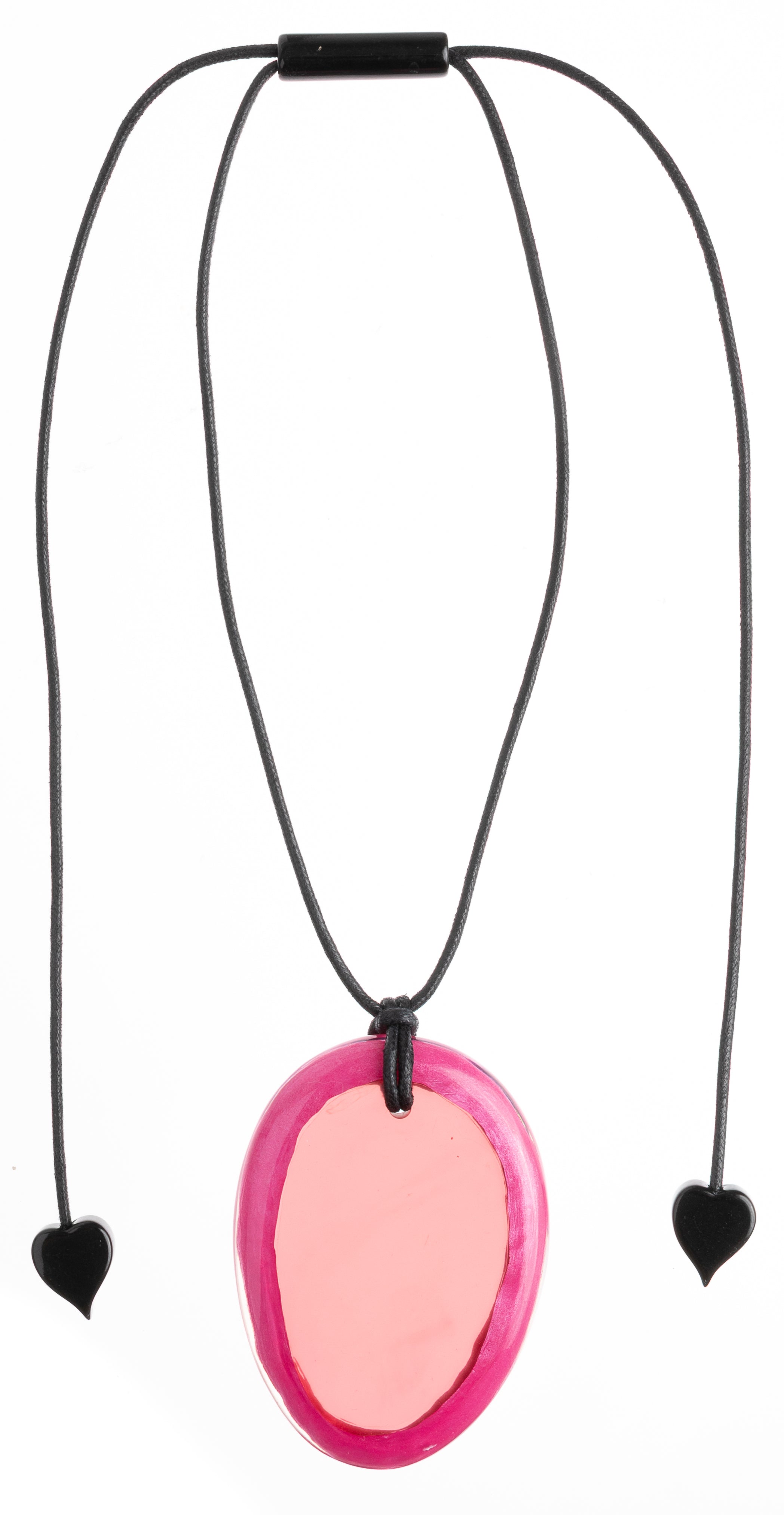 Pink Flow 1 Bead Pendant with Adjustable Cord Necklace