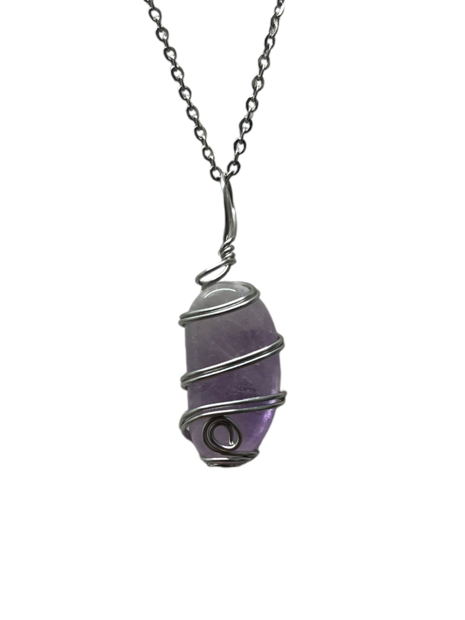 Amethyst Mini Crystal Necklace - silver