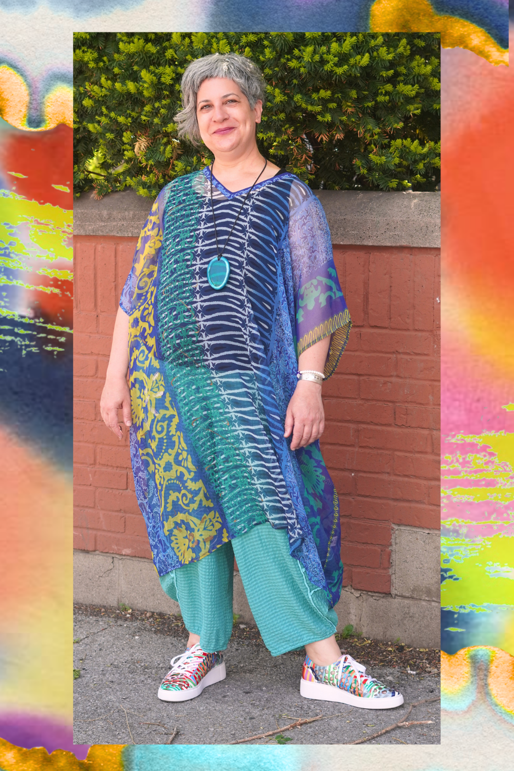 PRG8870 Sheer Wabi Sabi Pure Silk Midi Length Kaftan