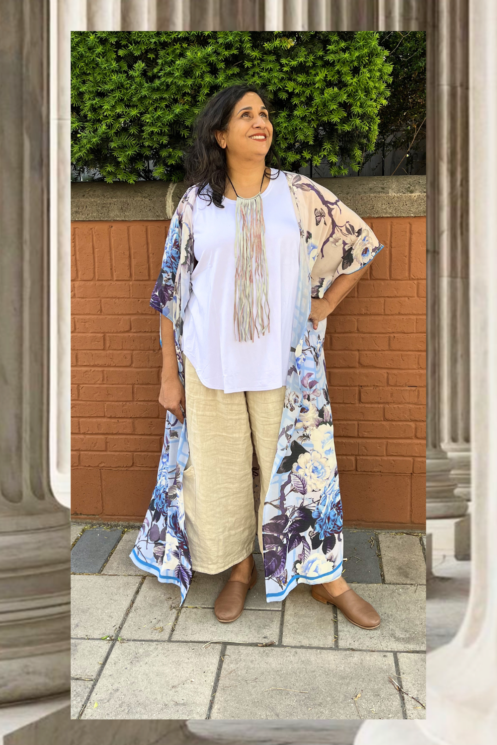 PRG9051 Sheer Wabi Sabi Pure Silk Kimono Sleeved Duster with Belt