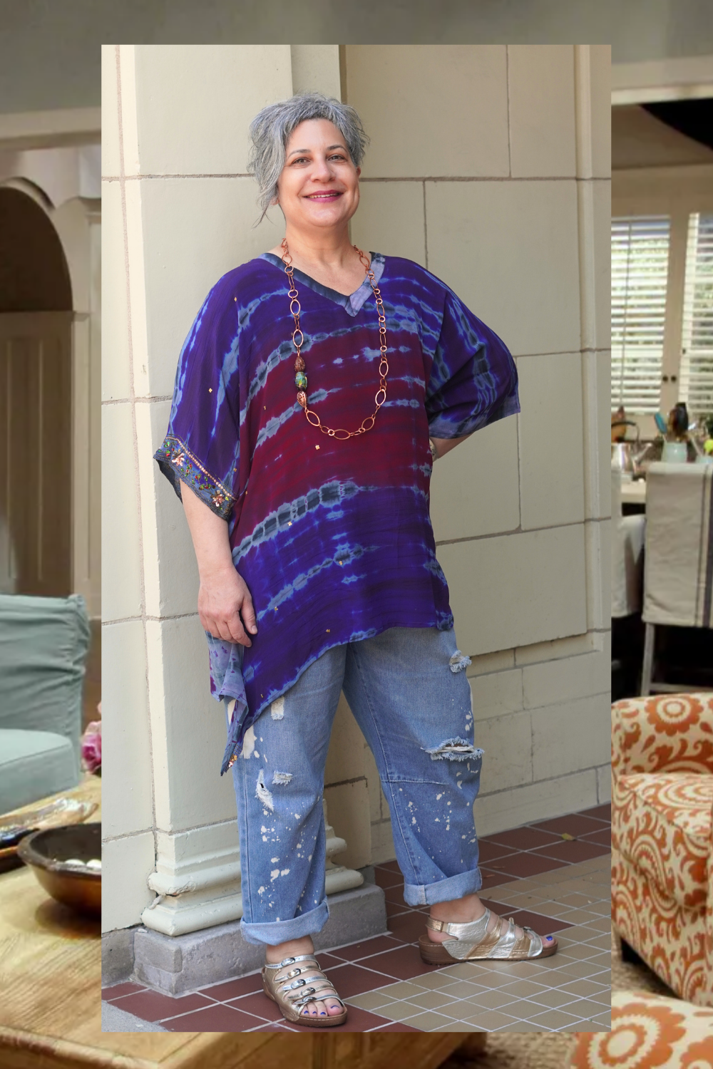 SOLD  PRC9145  Avatar Pure Silk Long Tunic with Side Ties