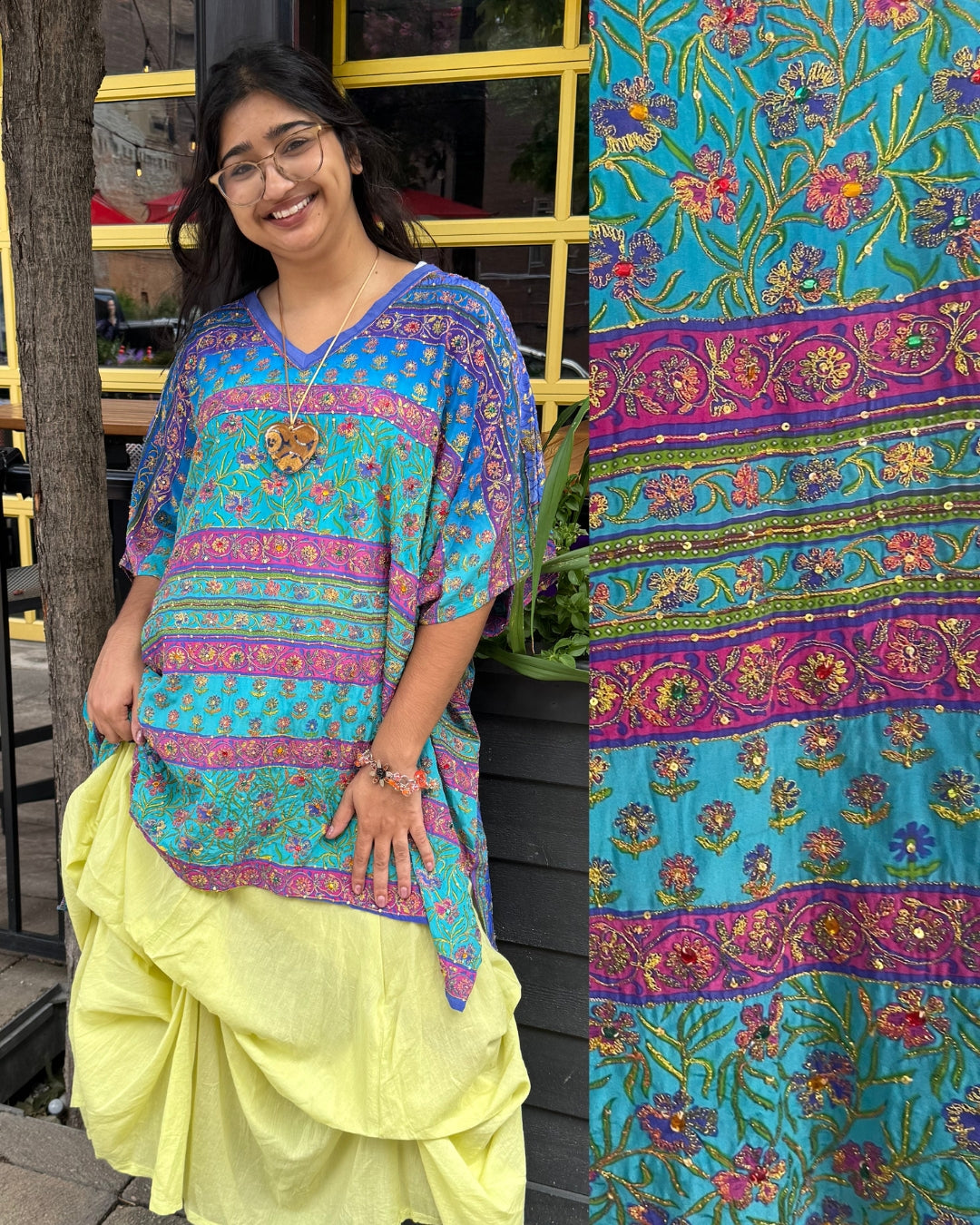 Releases Sunday at 8pm EST  PRC8747 Wabi Sabi Pure Silk Short Kaftan Tunic With Slits