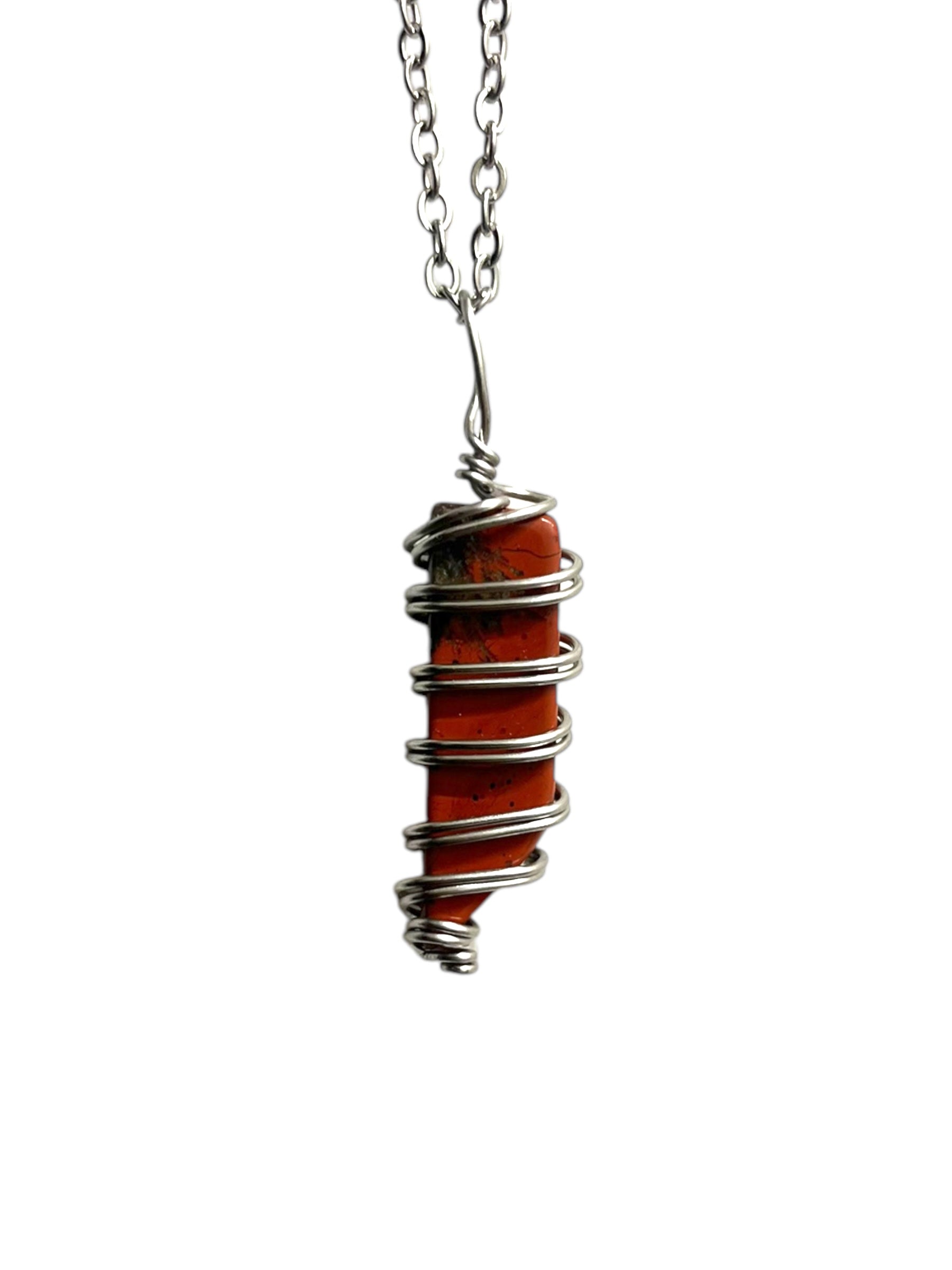 Red Jasper Crystal Necklace - silver