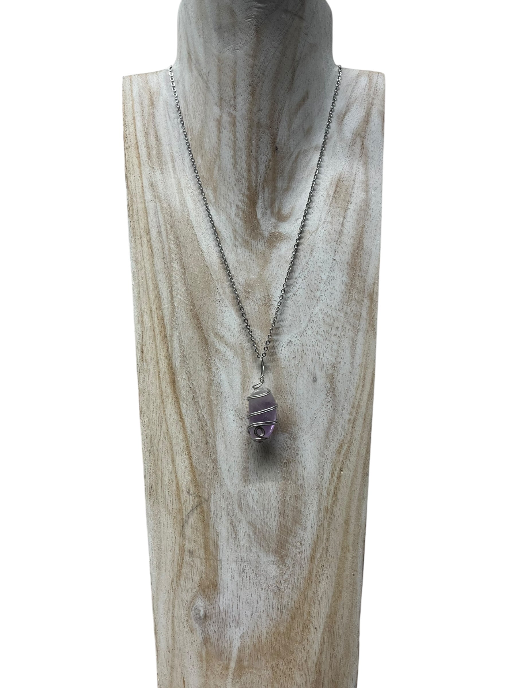 Amethyst Mini Crystal Necklace - silver