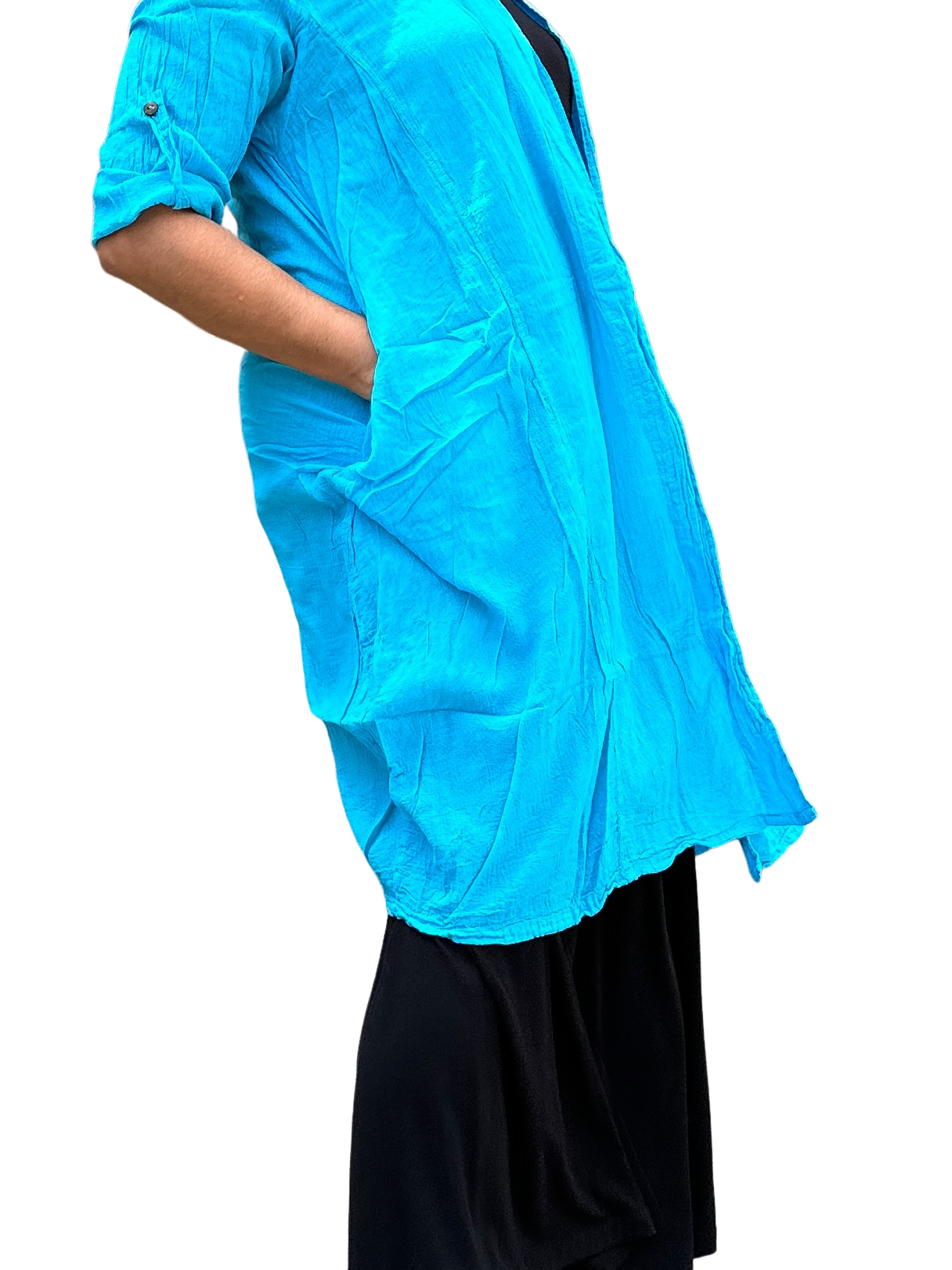 Bright Sky Blue Cotton Voile Cardigan