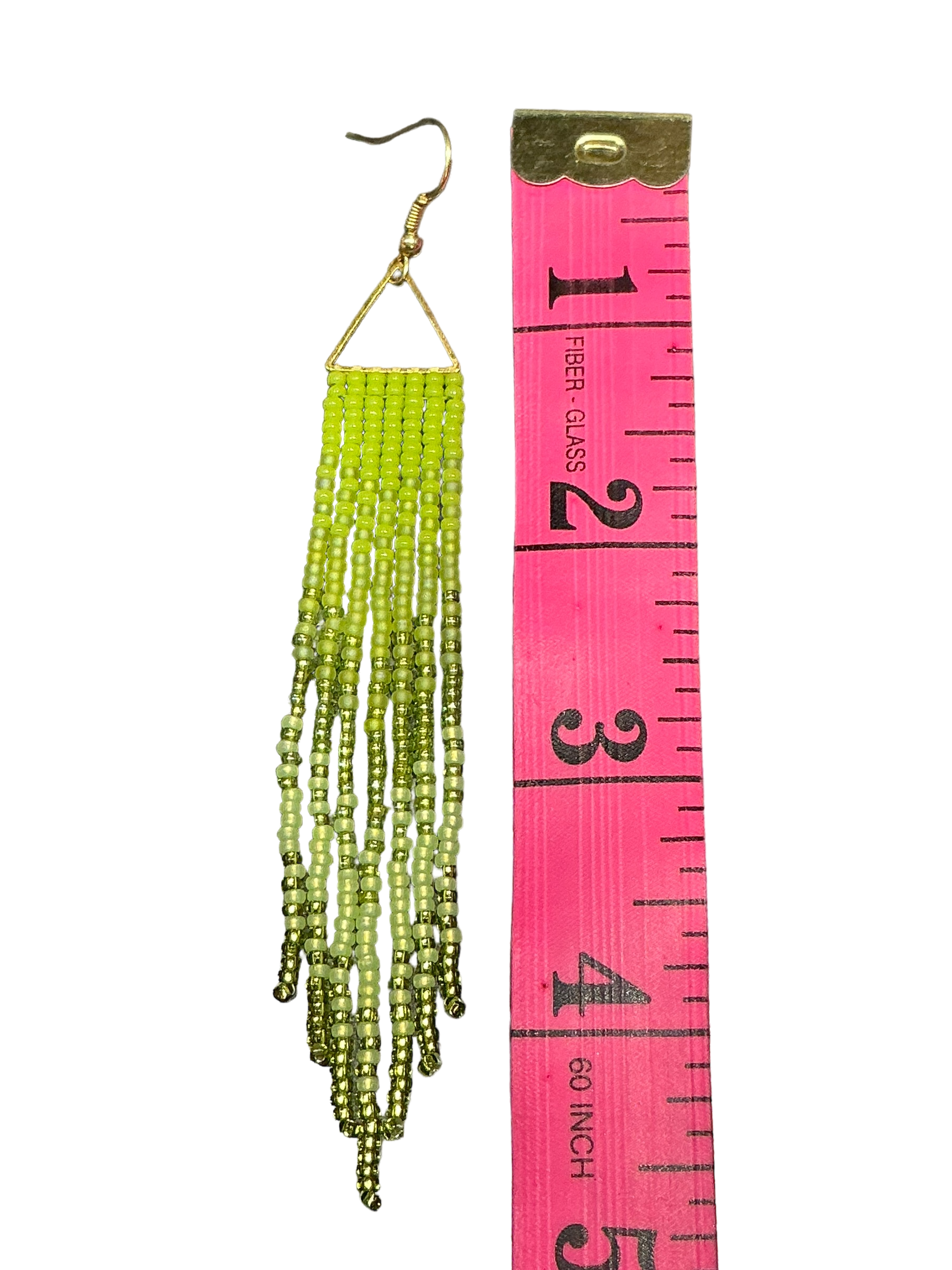 Lime Mini Triangle Fringe Earrings