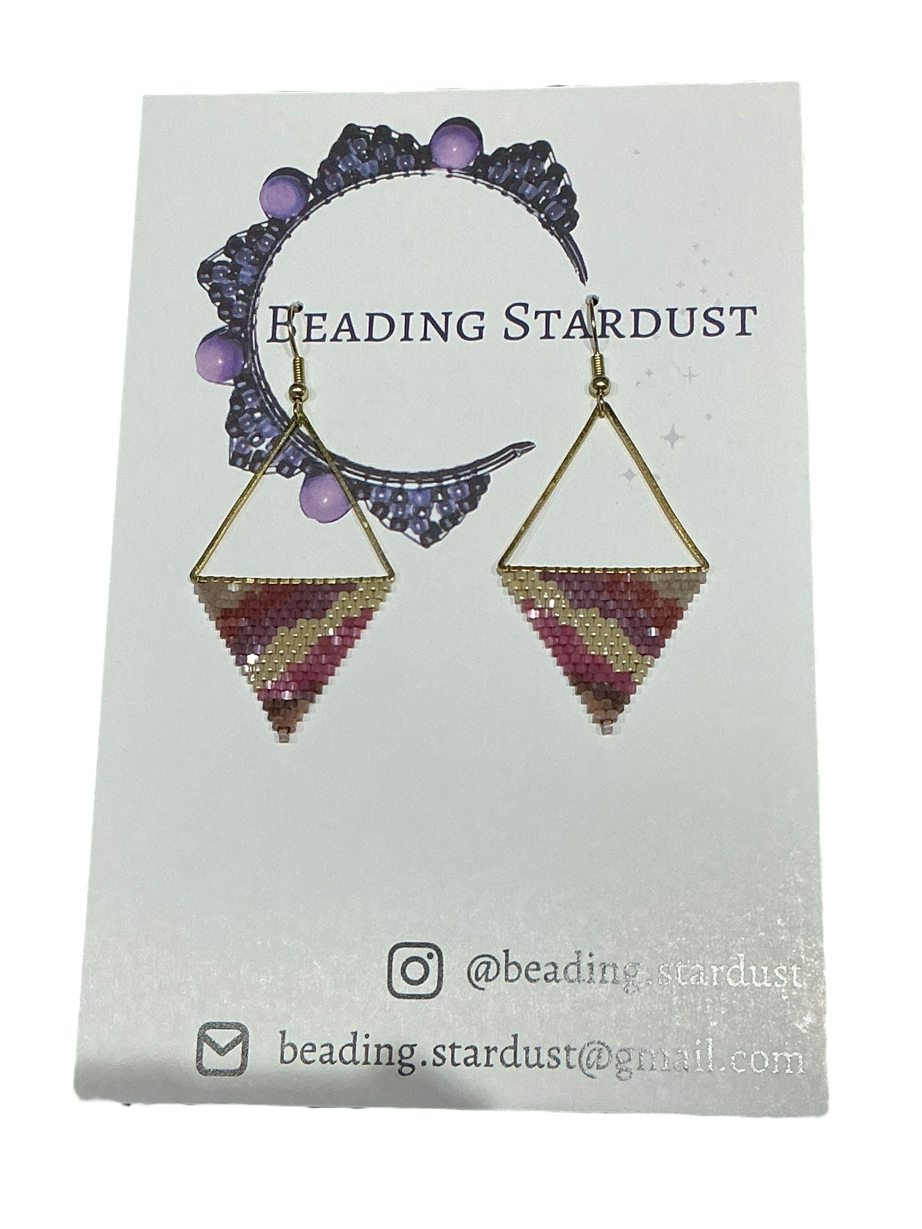 Raspberry Geode Triangle Earrings