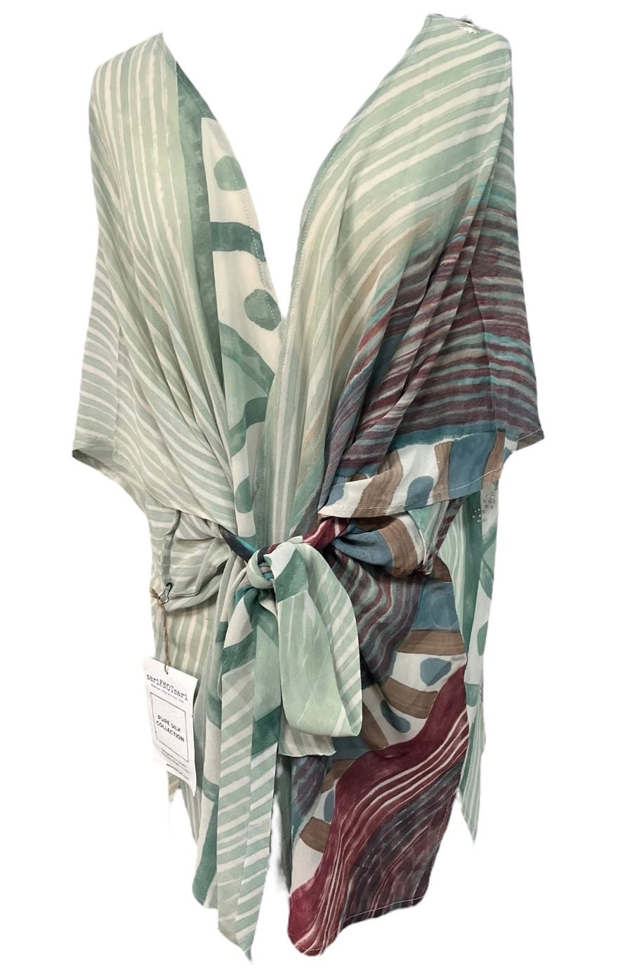 PRG5386 Sheer Avatar Pure Silk Kimono-Sleeved Jacket with Belt