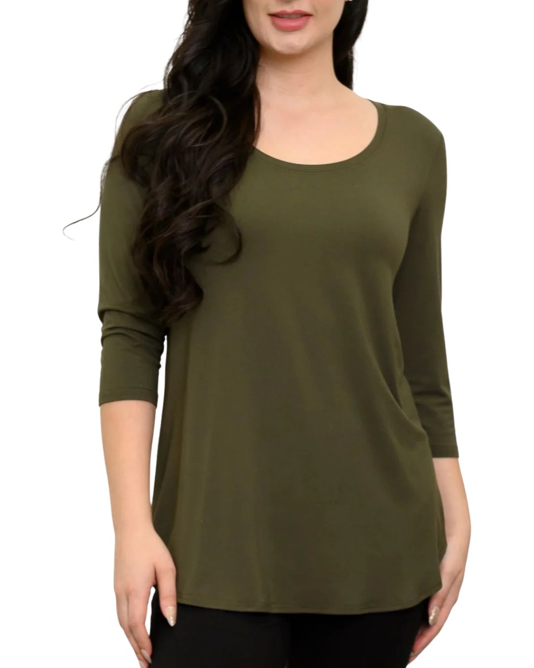 Jazz 3/4 Sleeve Khaki Bamboo Top
