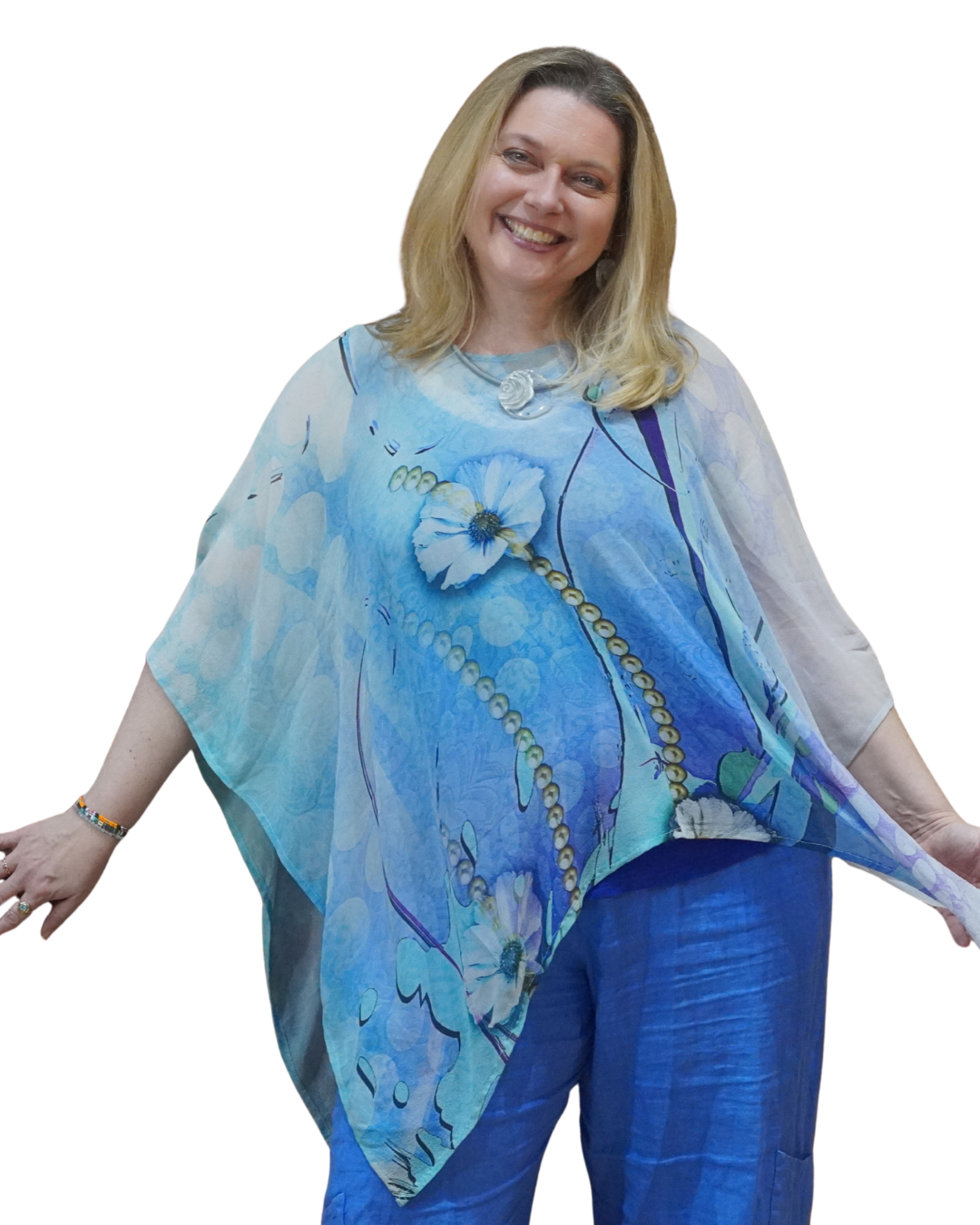 PRG6791 Sheer Avatar Pure Silk Capelet Poncho