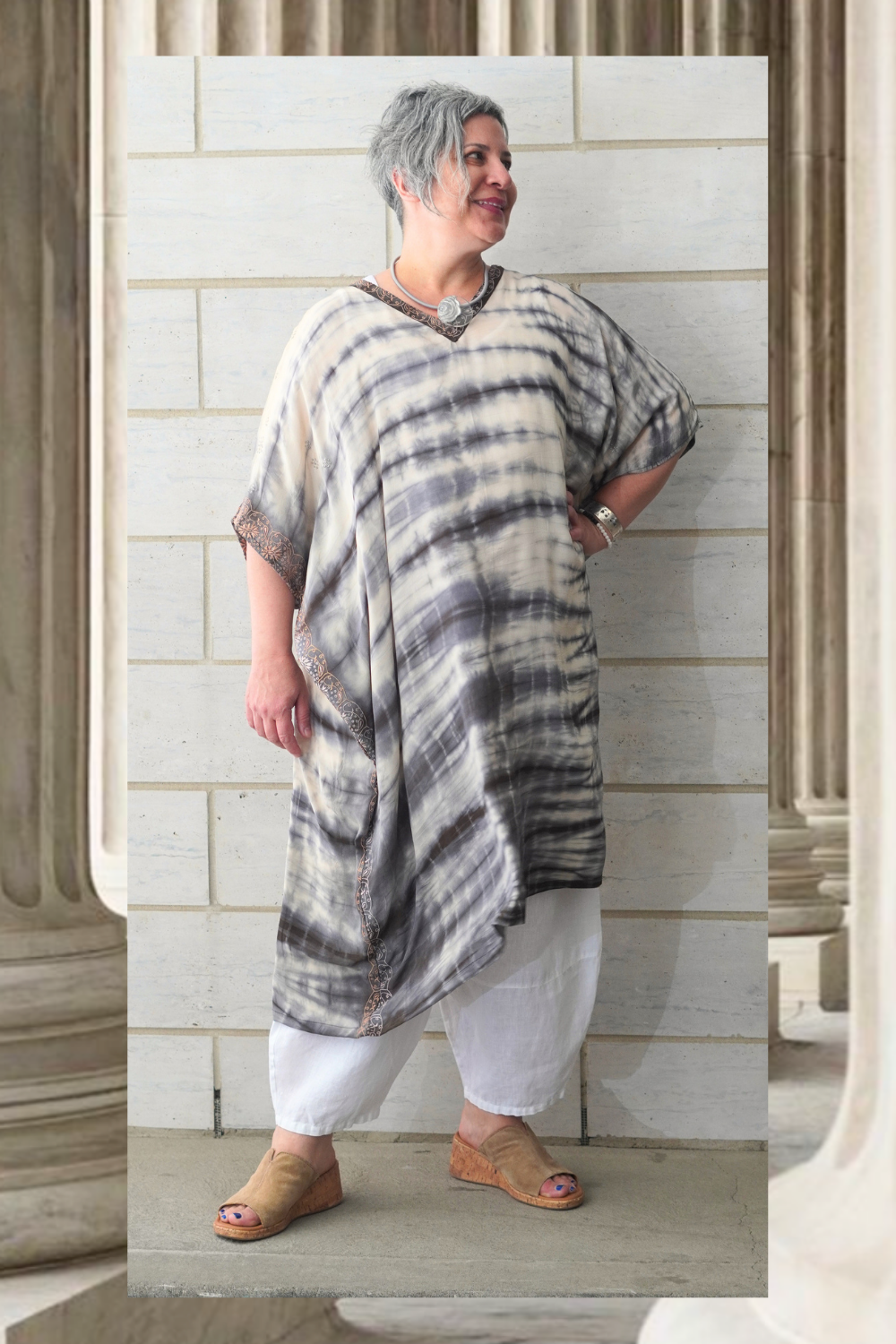 PRC9113  Avatar Pure Silk Midi Length Kaftan