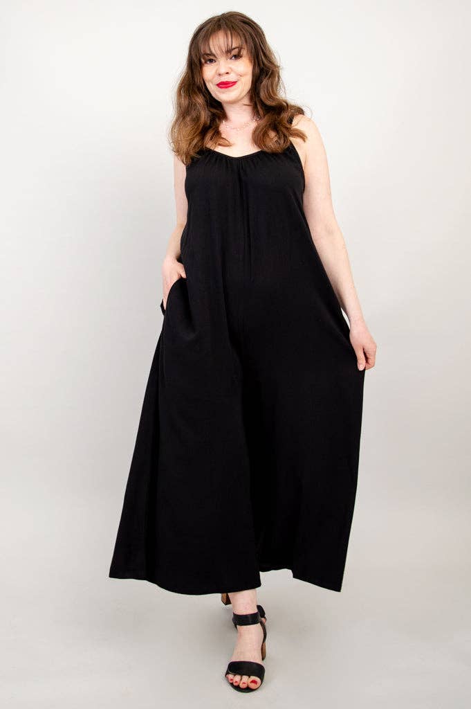 Joanna Black Linen Bamboo Jumpsuit