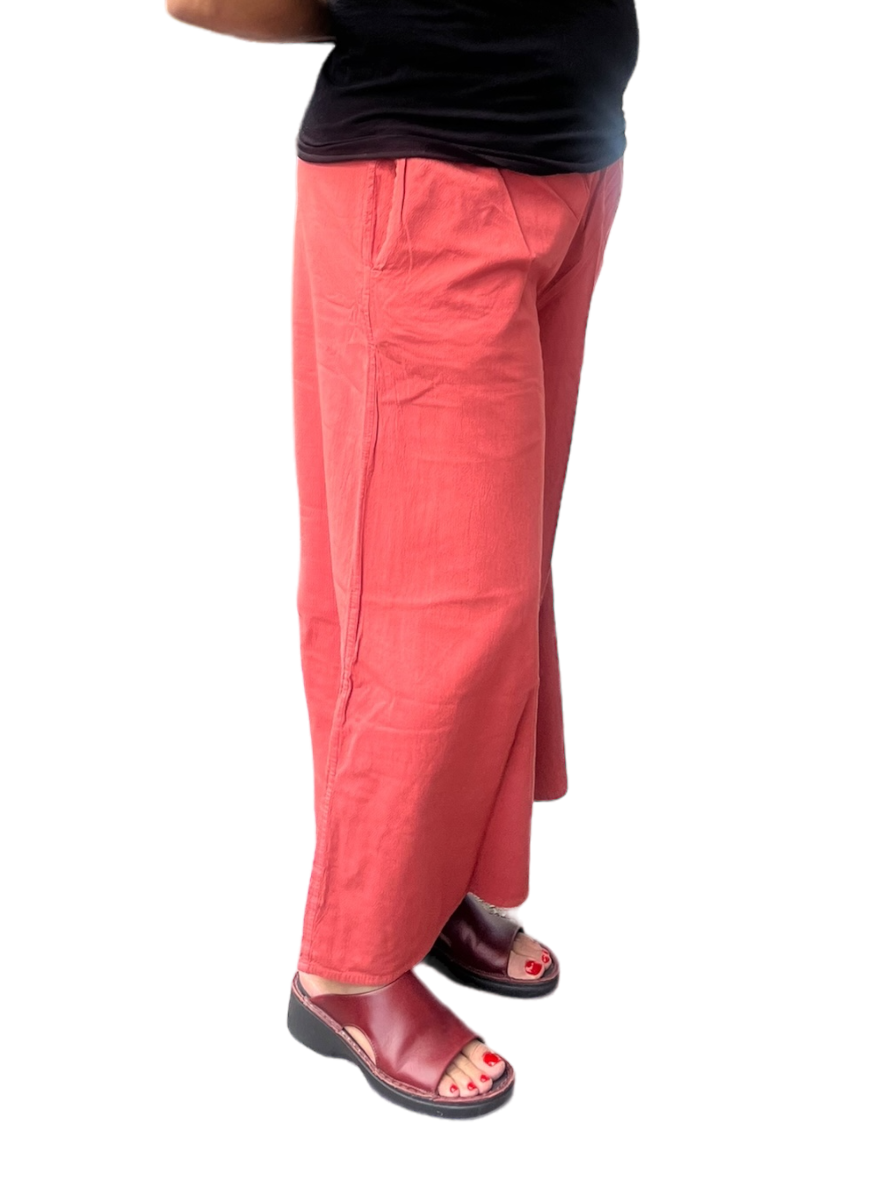 Bright Rose Cotton Palazzo Pants