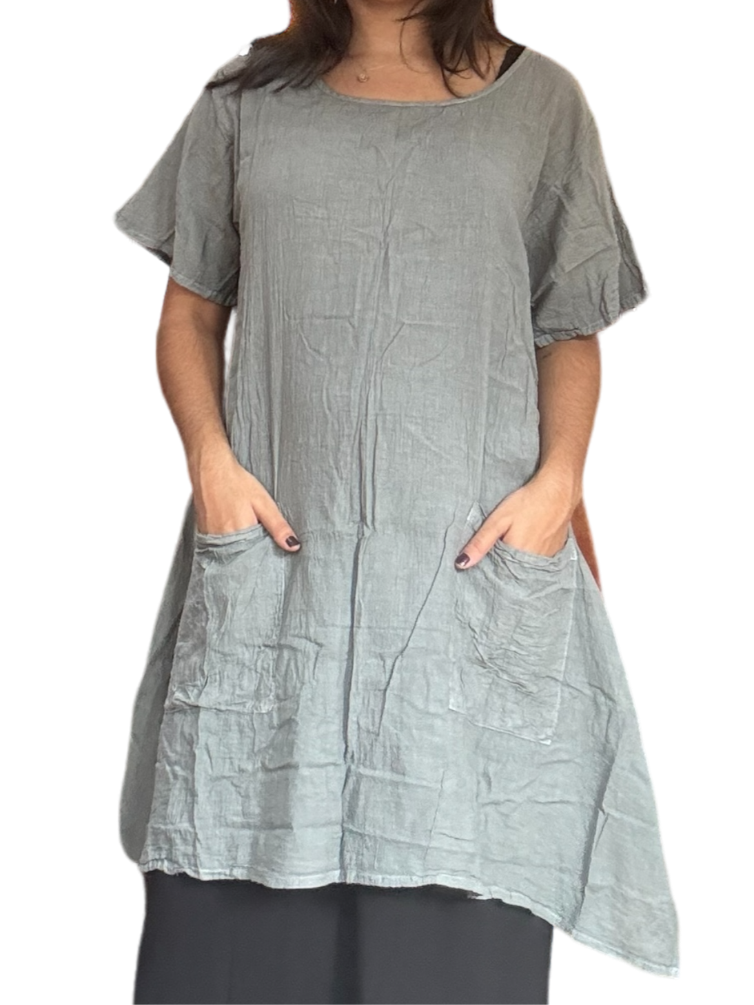 Pewter Cotton Voile Tunic Dress